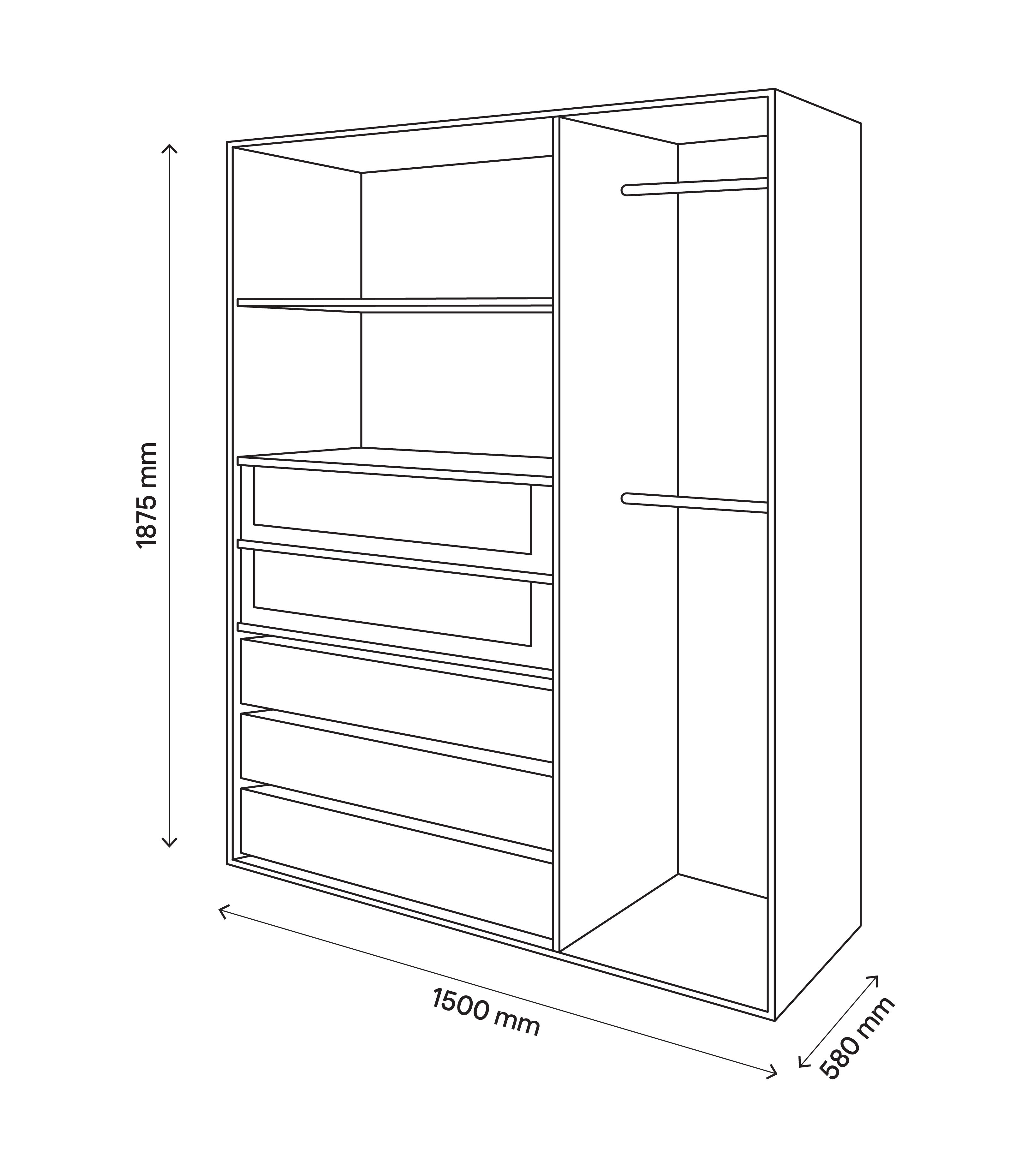 GoodHome Atomia Freestanding Oak effect Large 2 Cabinet Wardrobe, clothing & shoes organiser