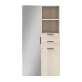 GoodHome Atomia Freestanding Oak effect Mirrored Small Wardrobe, clothing & shoes organiser (H)1875mm