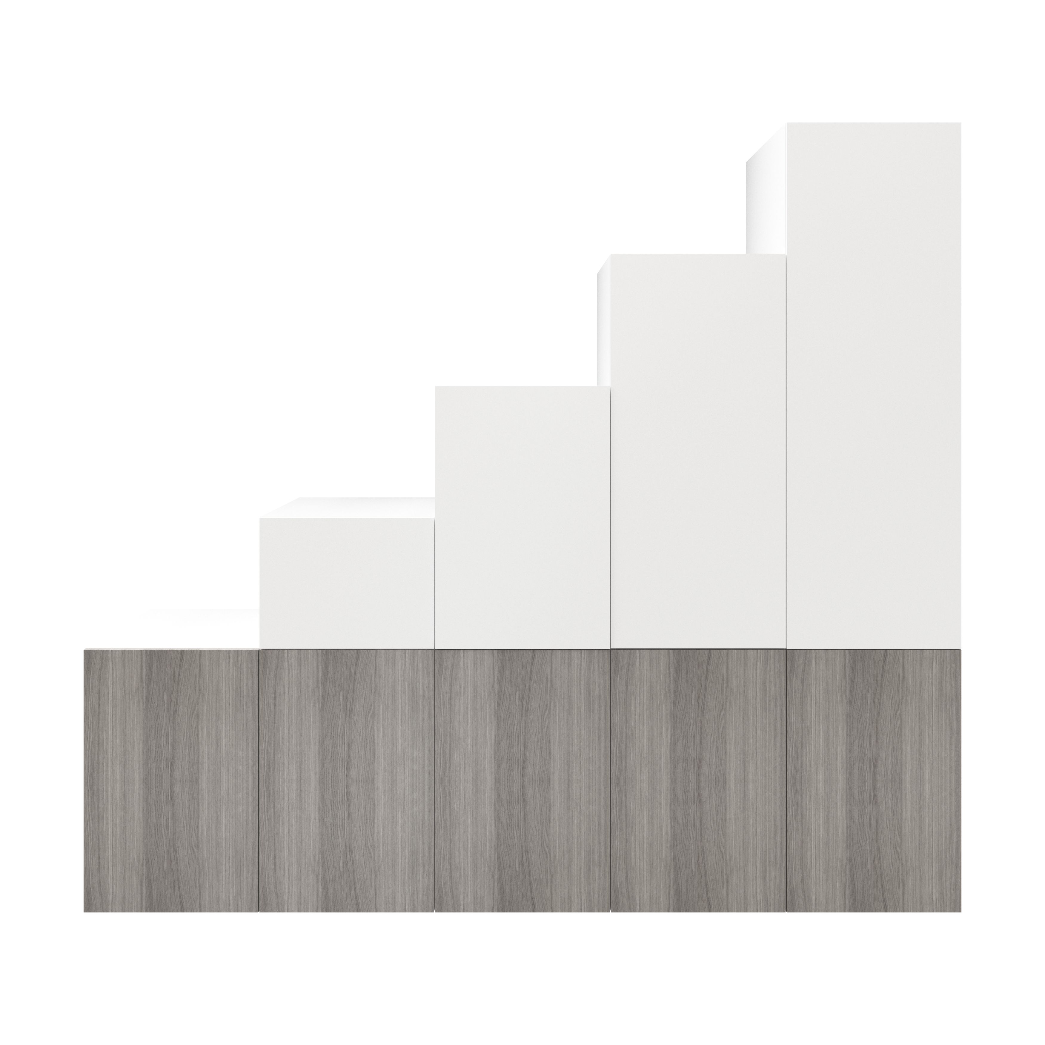 GoodHome Atomia Freestanding White Grey oak effect Bedroom storage unit (H)2250mm (W)3000mm (D)580mm