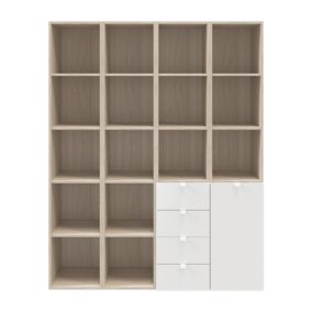 GoodHome Atomia Freestanding White Oak effect Large Bookcases, shelving units & display cabinets (H)1875mm
