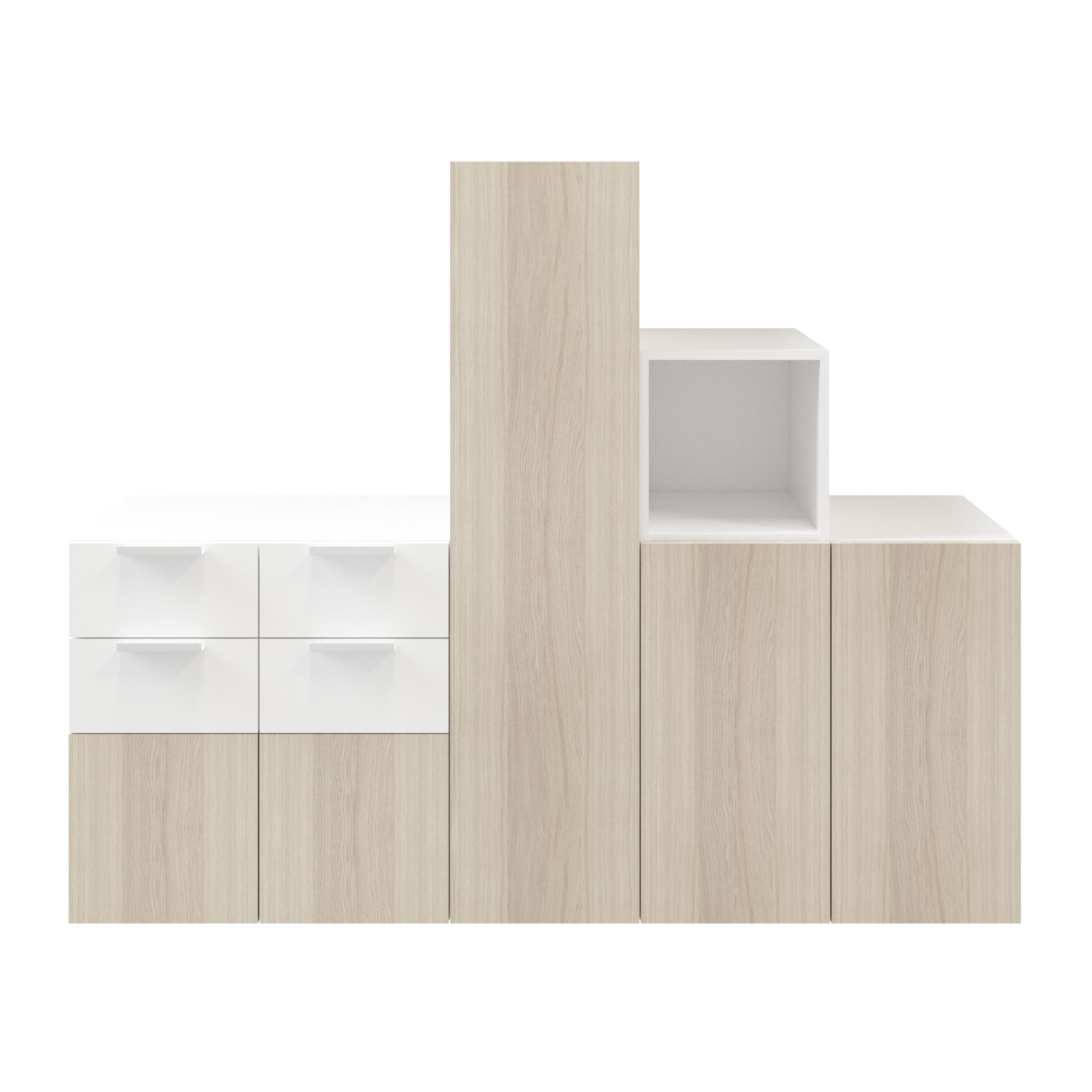 GoodHome Atomia Freestanding White Oak effect Large Under the stairs storage kit (H)1500mm