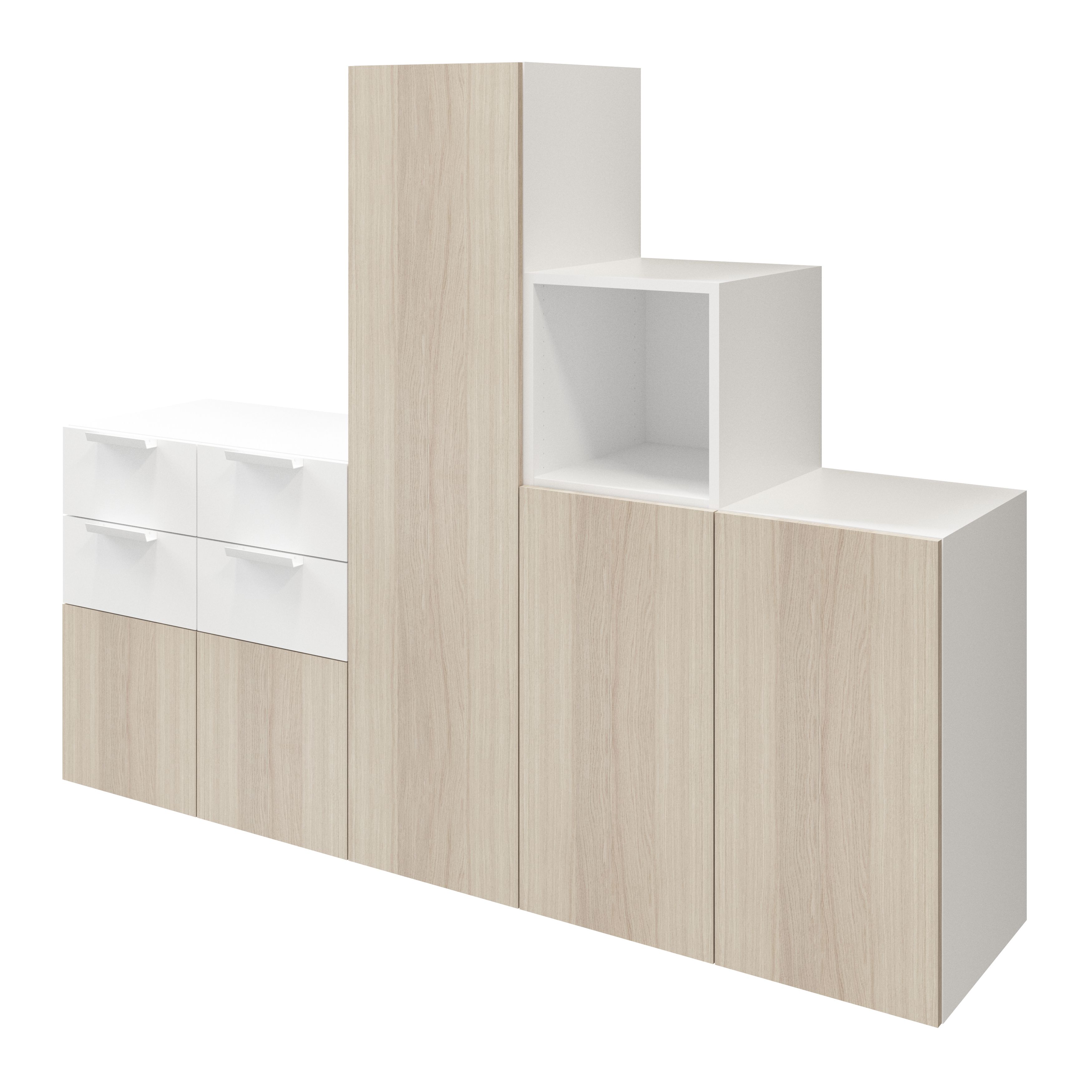 GoodHome Atomia Freestanding White Oak effect Large Under the stairs storage kit (H)1500mm