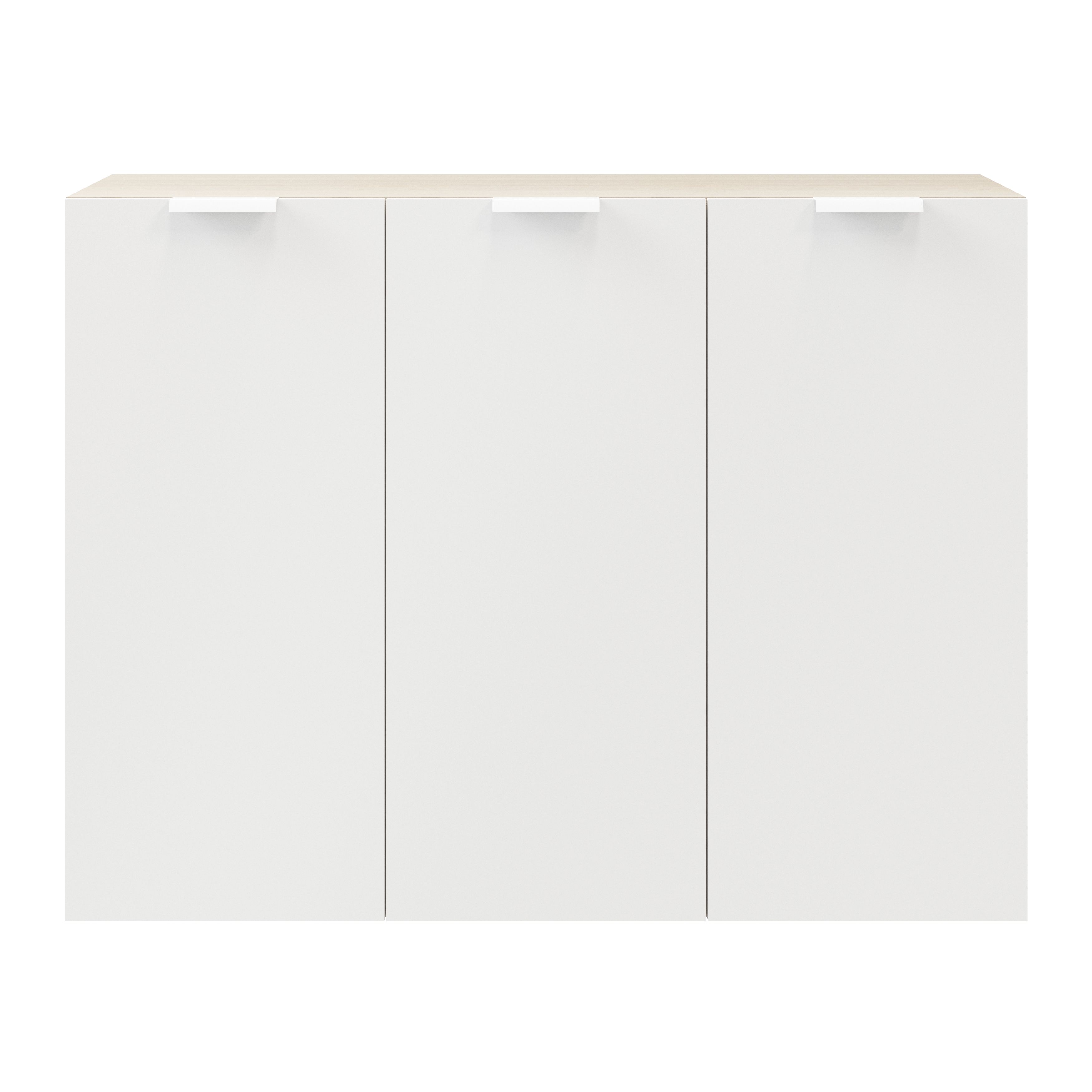 GoodHome Atomia Freestanding White Oak effect Medium Office & living storage (H)1125mm