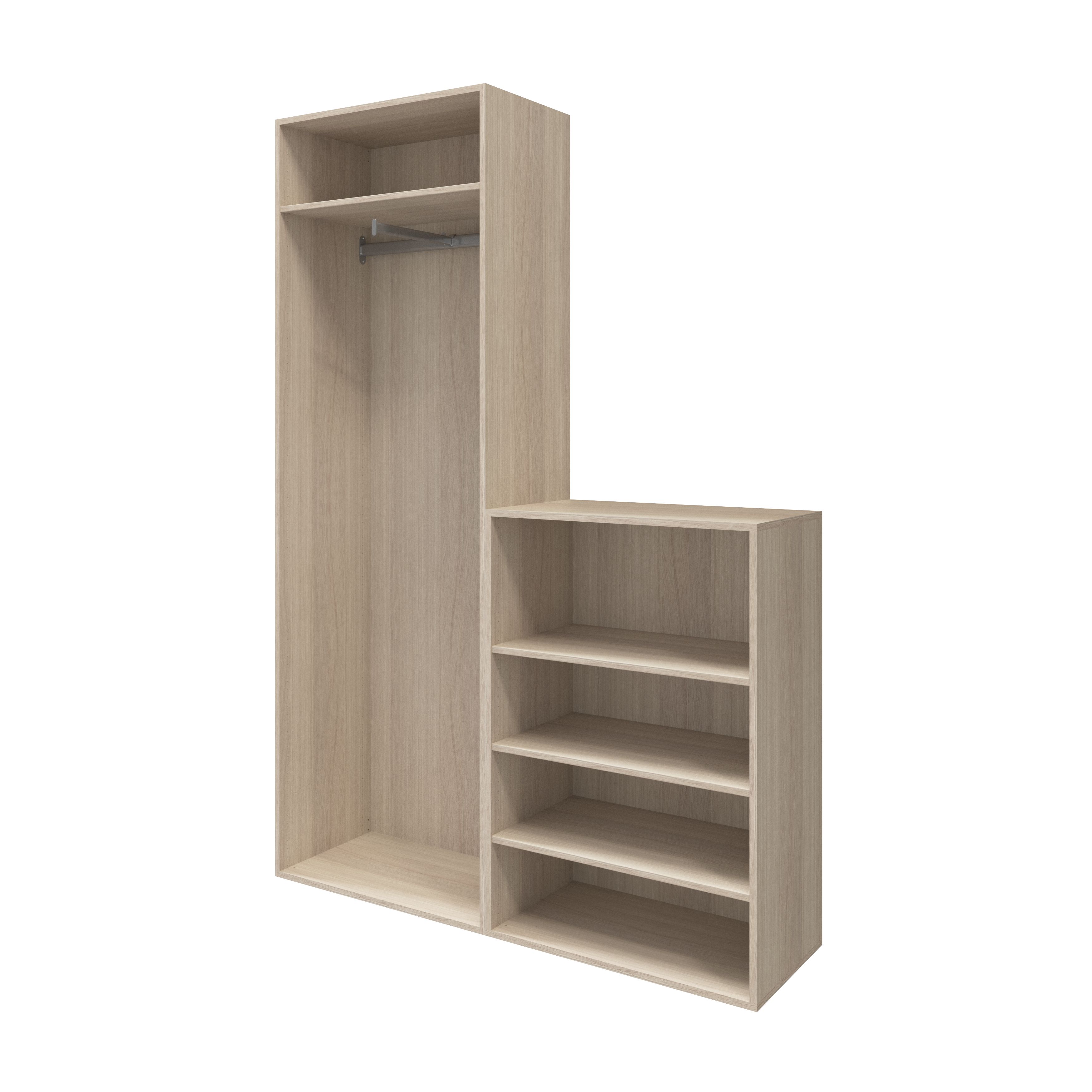 GoodHome Atomia Freestanding White Oak effect Mirrored door Medium Hallway storage unit kit (H)1125mm