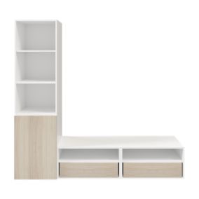GoodHome Atomia Freestanding White Oak effect TV furniture stand, (W)2000mm