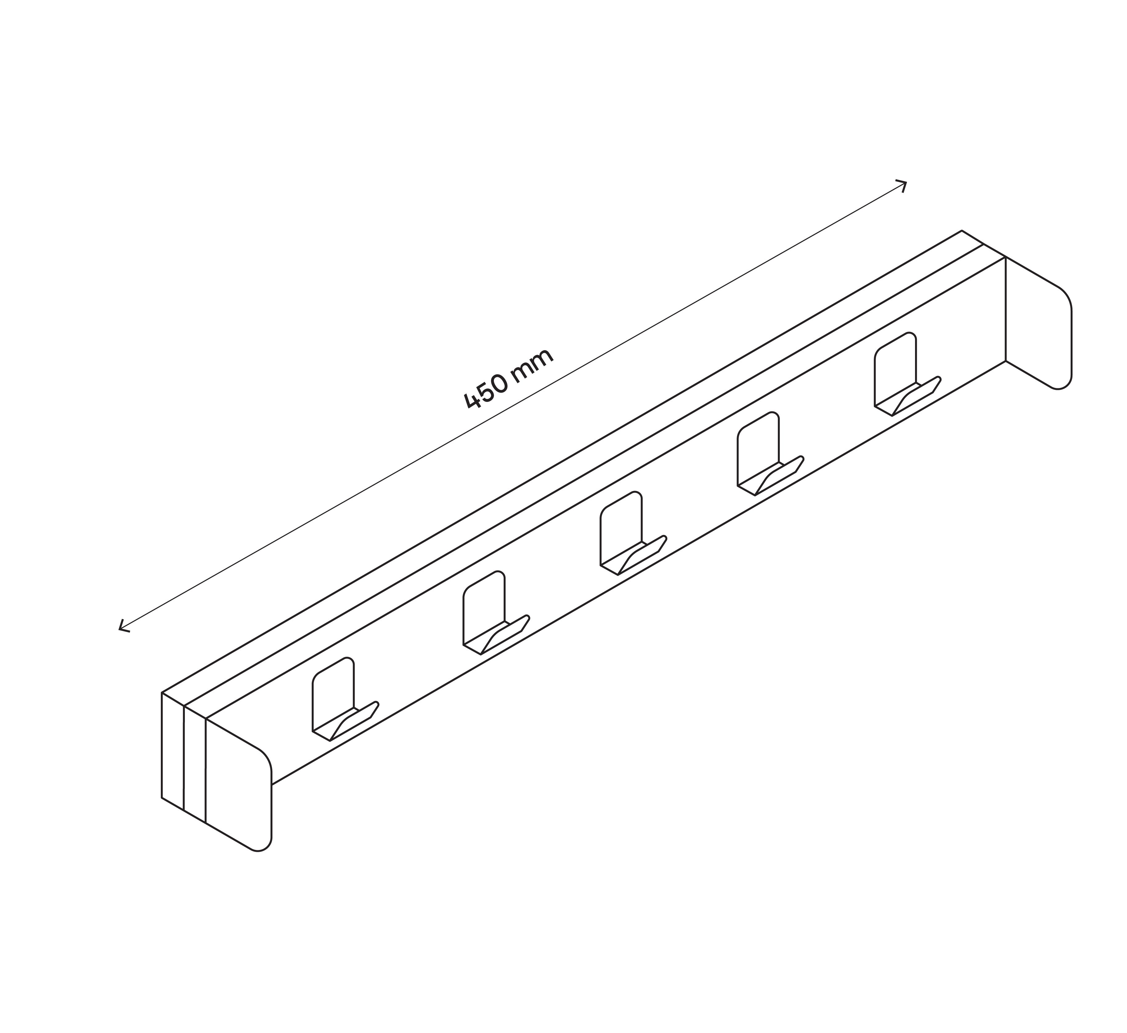 GoodHome Atomia Full extension Pull-out hook rack (L)408mm