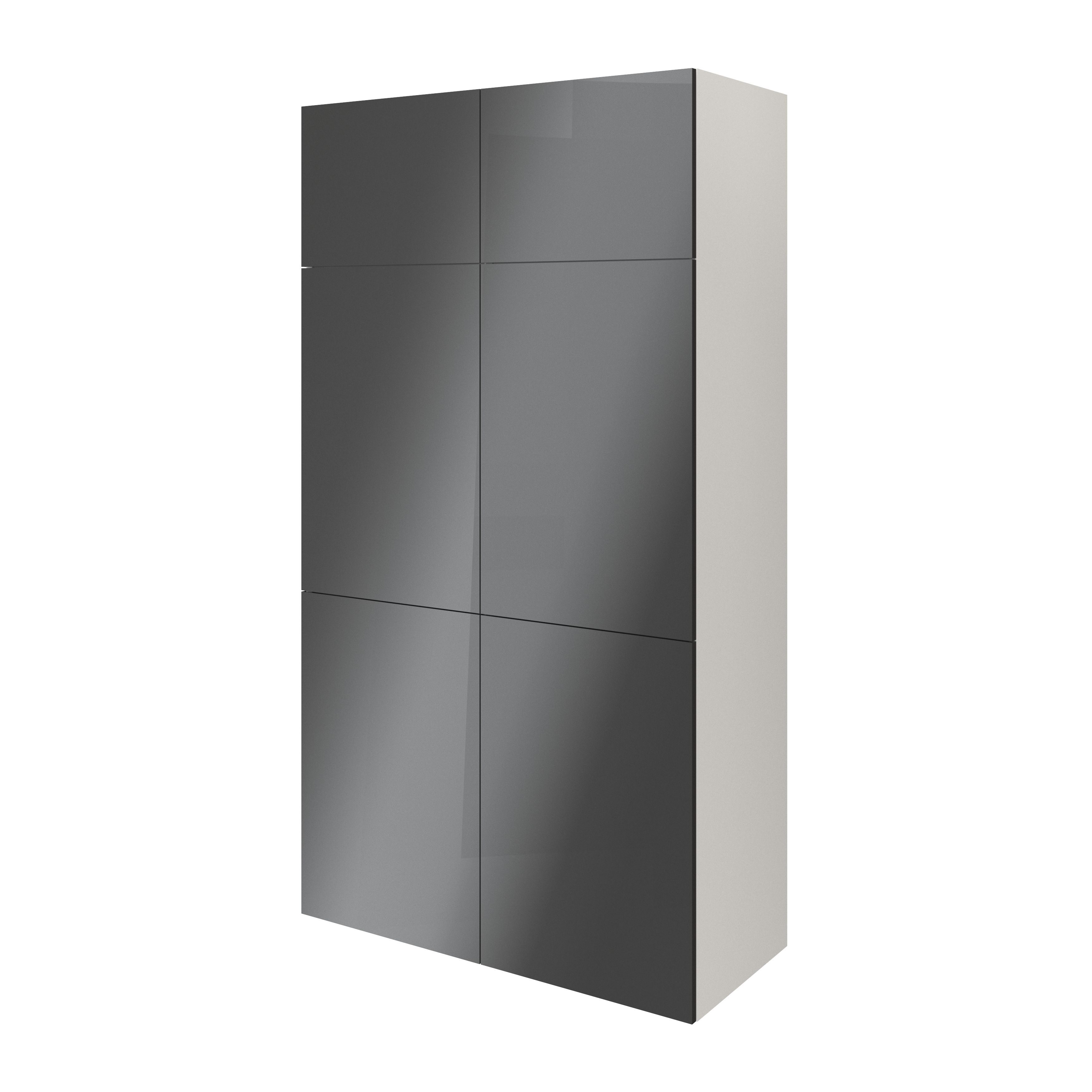 GoodHome Atomia Gloss Anthracite Non-mirrored Modular furniture door, (H) 372mm (W) 497mm