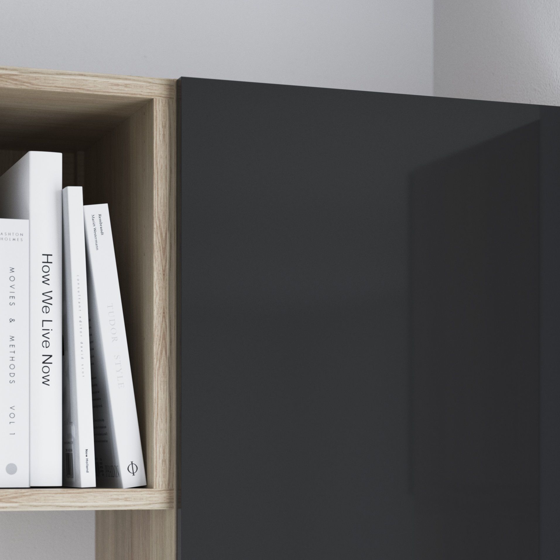 GoodHome Atomia Gloss Anthracite Non-mirrored Modular furniture door, (H) 747mm (W) 497mm