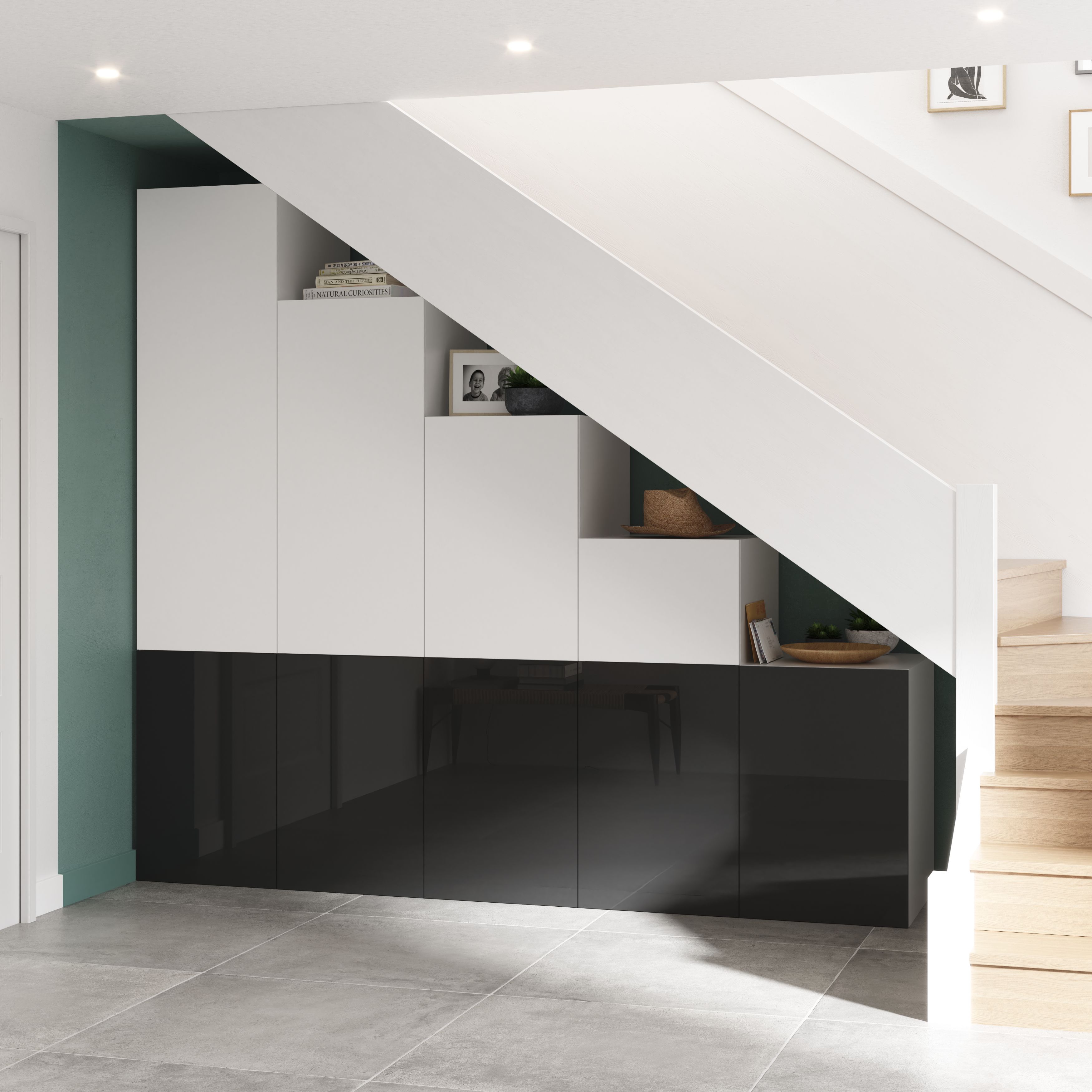 GoodHome Atomia Gloss Anthracite Non-mirrored Modular furniture door, (H) 747mm (W) 497mm