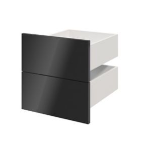 GoodHome Atomia Gloss anthracite Slab External Drawer (H)184.5mm (W)372mm (D)390mm, Set of 2