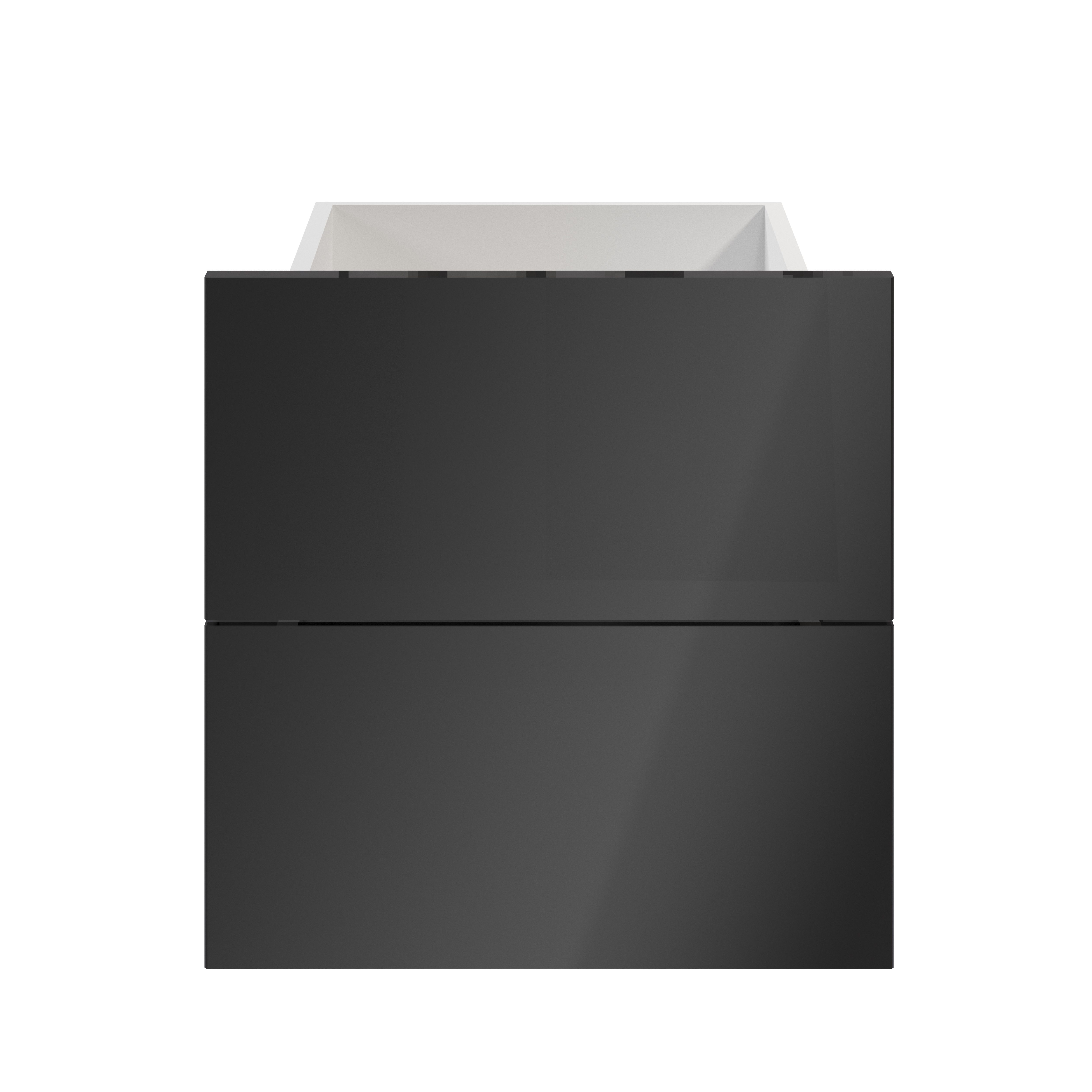 GoodHome Atomia Gloss anthracite Slab External Drawer (H)184.5mm (W)372mm (D)390mm, Set of 2