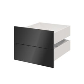 GoodHome Atomia Gloss anthracite Slab External Drawer (H)184.5mm (W)497mm (D)500mm, Set of 2