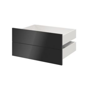 GoodHome Atomia Gloss anthracite Slab External Drawer (H)184.5mm (W)747mm (D)500mm, Set of 2
