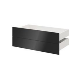 GoodHome Atomia Gloss anthracite Slab External Drawer (H)184.5mm (W)997mm (D)500mm, Set of 2