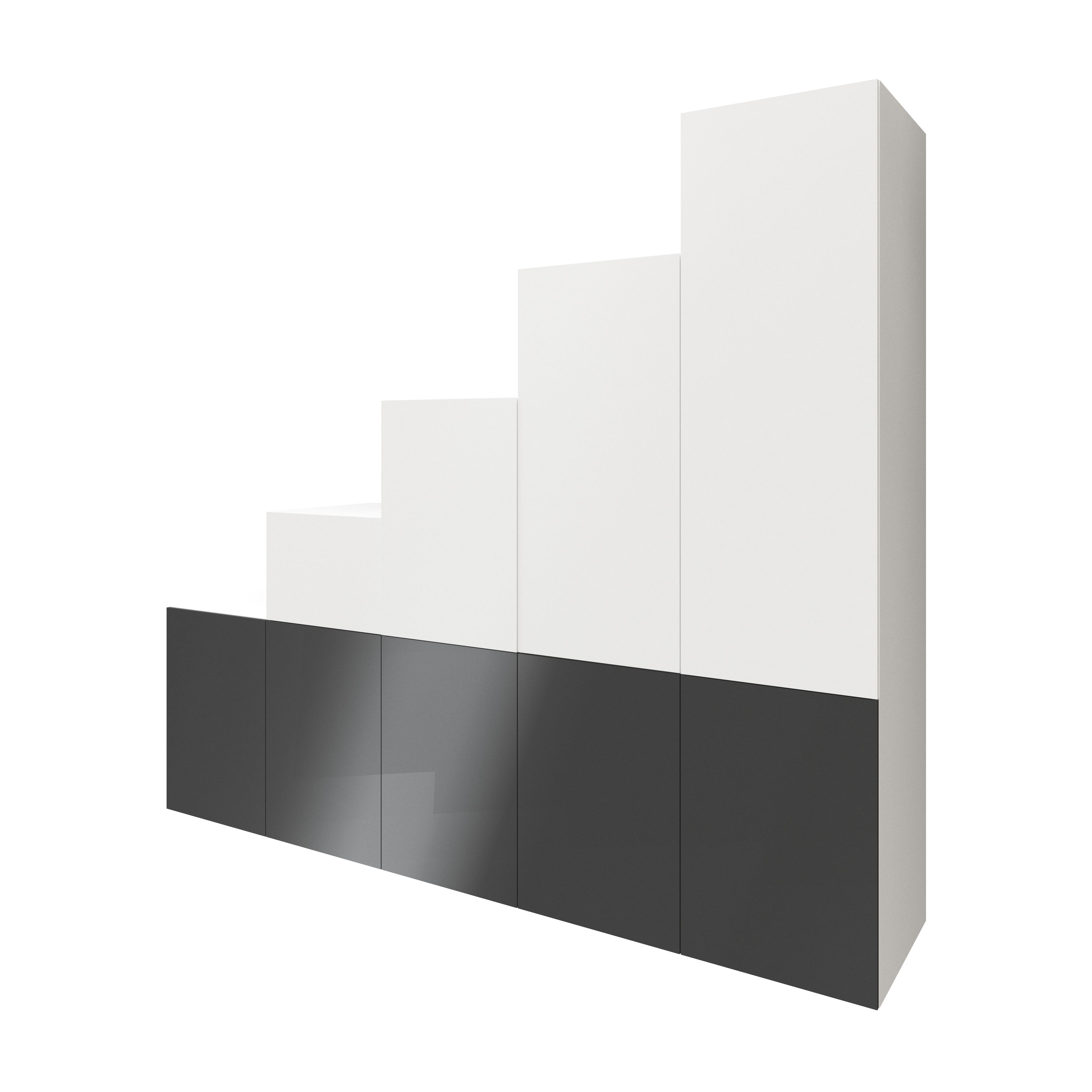 GoodHome Atomia Gloss anthracite & white Chipboard Wardrobe (H)2250mm (W)3000mm (D)580mm