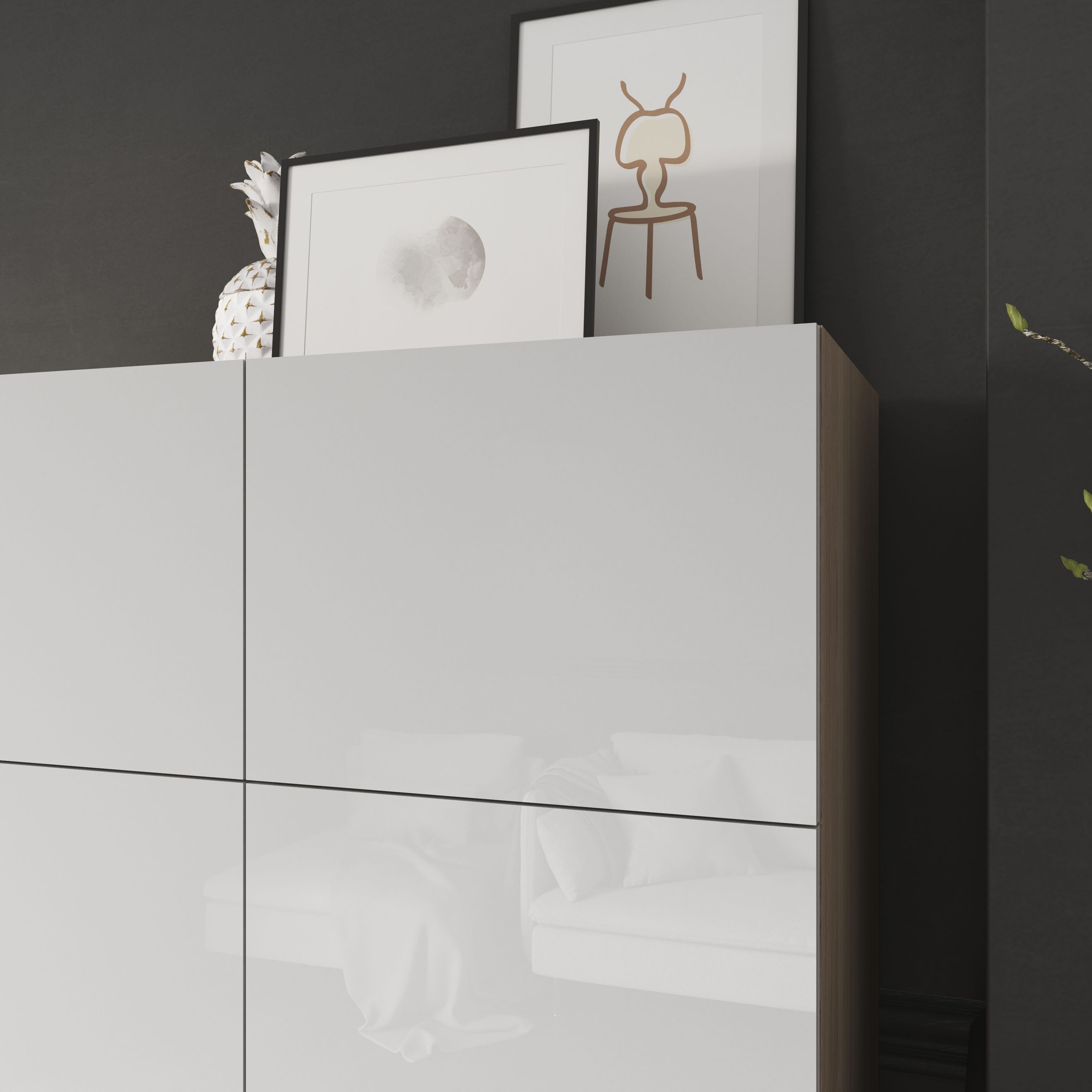 GoodHome Atomia Gloss White Non-mirrored Modular furniture door, (H) 372mm (W) 497mm