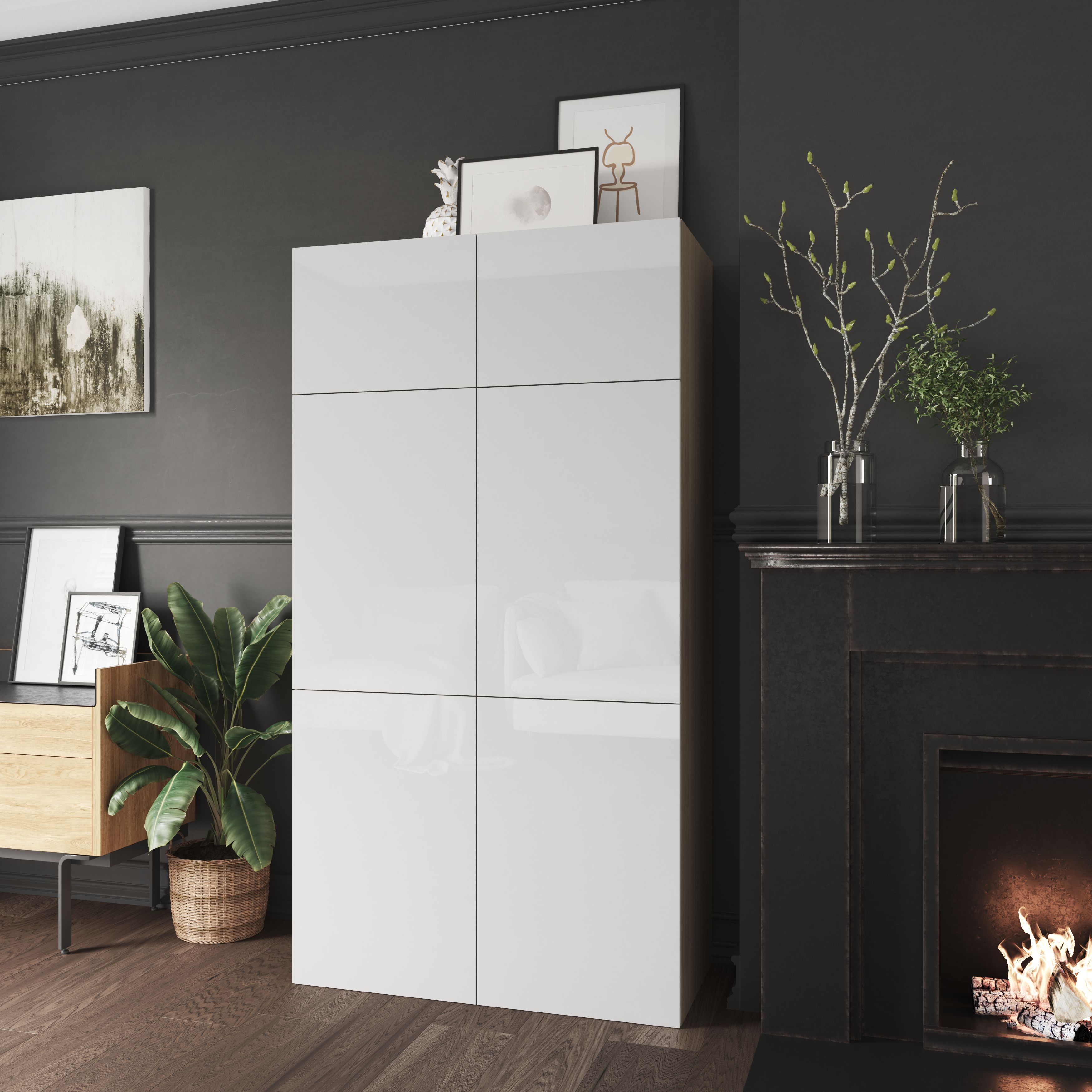 GoodHome Atomia Gloss White Non-mirrored Modular furniture door, (H) 747mm (W) 497mm