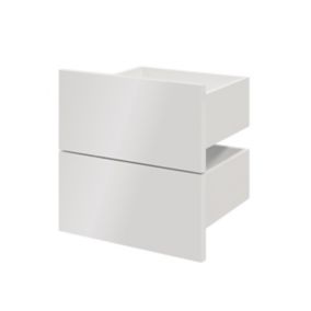 GoodHome Atomia Gloss white Slab External Drawer (H)184.5mm (W)372mm (D)300mm, Set of 2