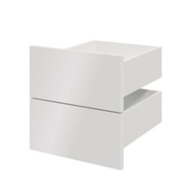 GoodHome Atomia Gloss white Slab External Drawer (H)184.5mm (W)372mm (D)390mm, Set of 2