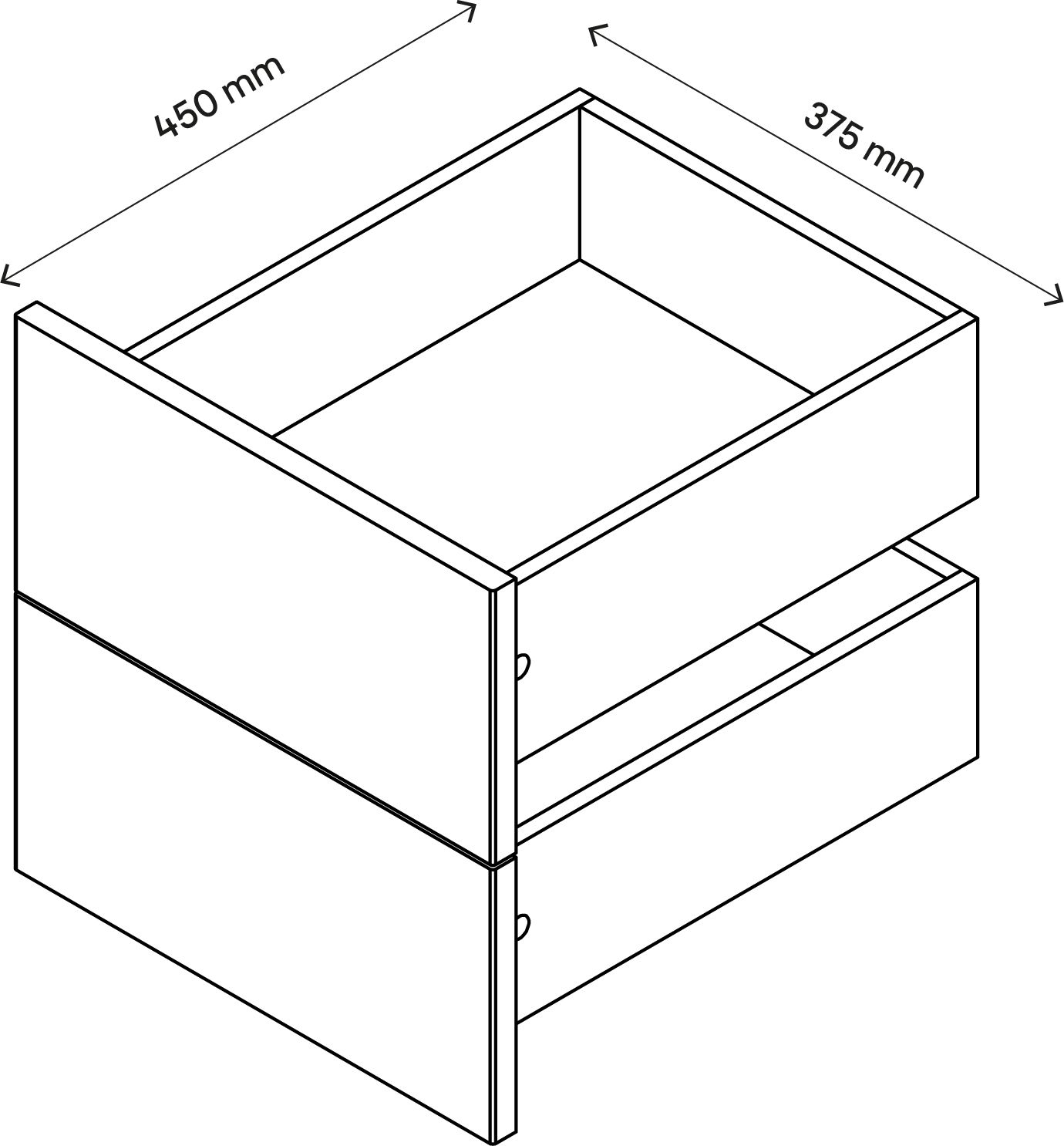 GoodHome Atomia Gloss white Slab External Drawer (H)184.5mm (W)372mm (D)390mm, Set of 2