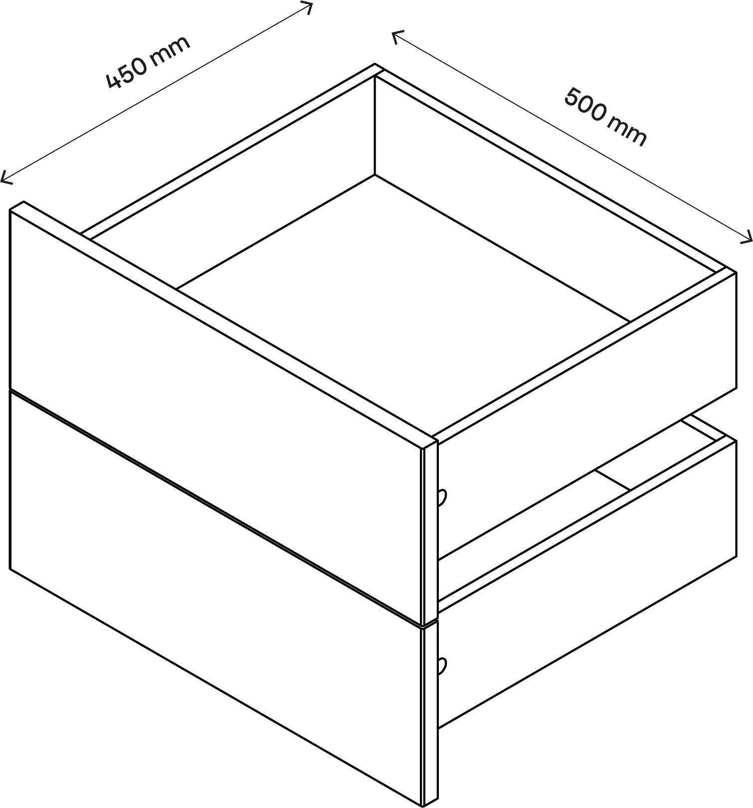 GoodHome Atomia Gloss white Slab External Drawer (H)184.5mm (W)497mm (D)390mm, Set of 2