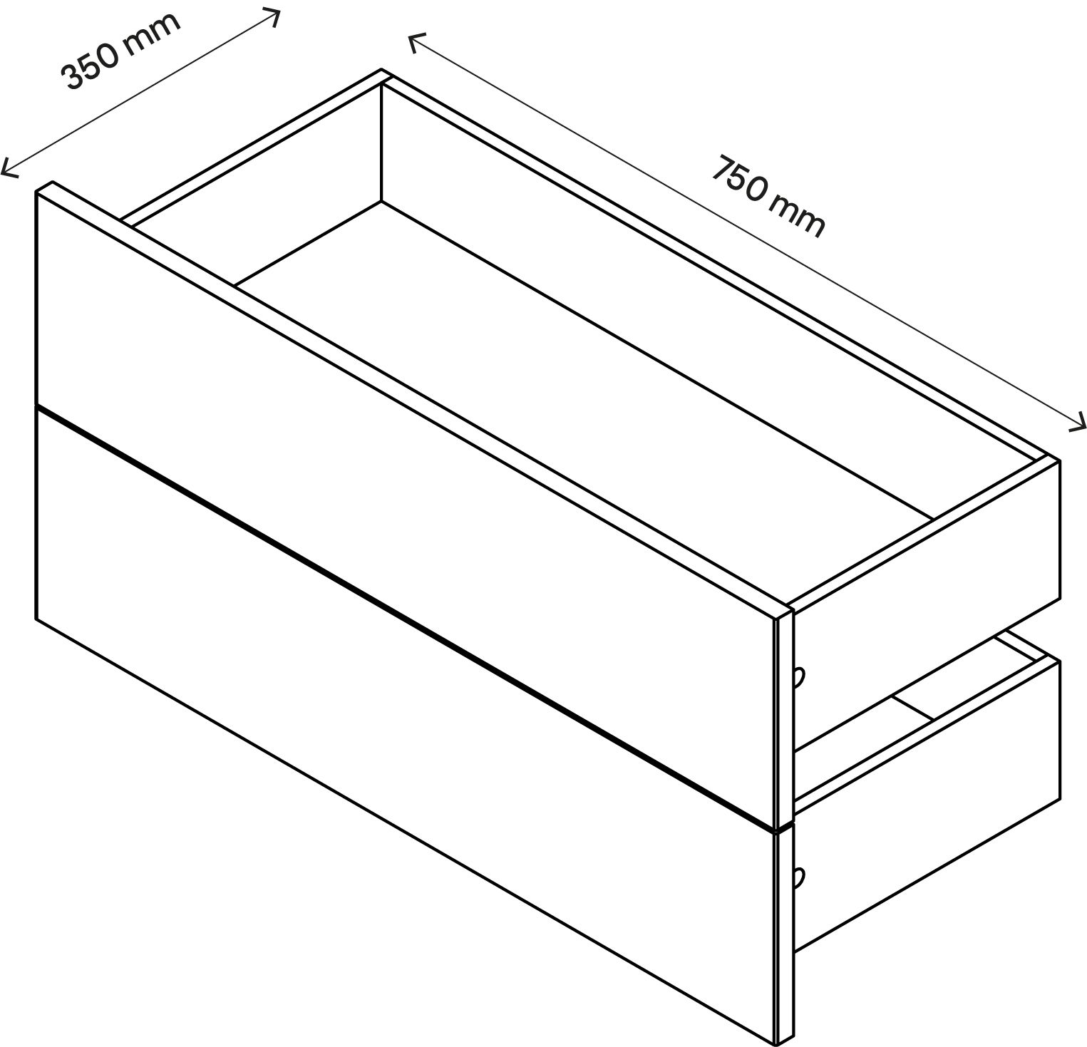 GoodHome Atomia Gloss white Slab External Drawer (H)184.5mm (W)747mm (D)300mm, Set of 2