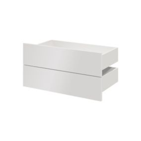 GoodHome Atomia Gloss white Slab External Drawer (H)184.5mm (W)747mm (D)390mm, Set of 2