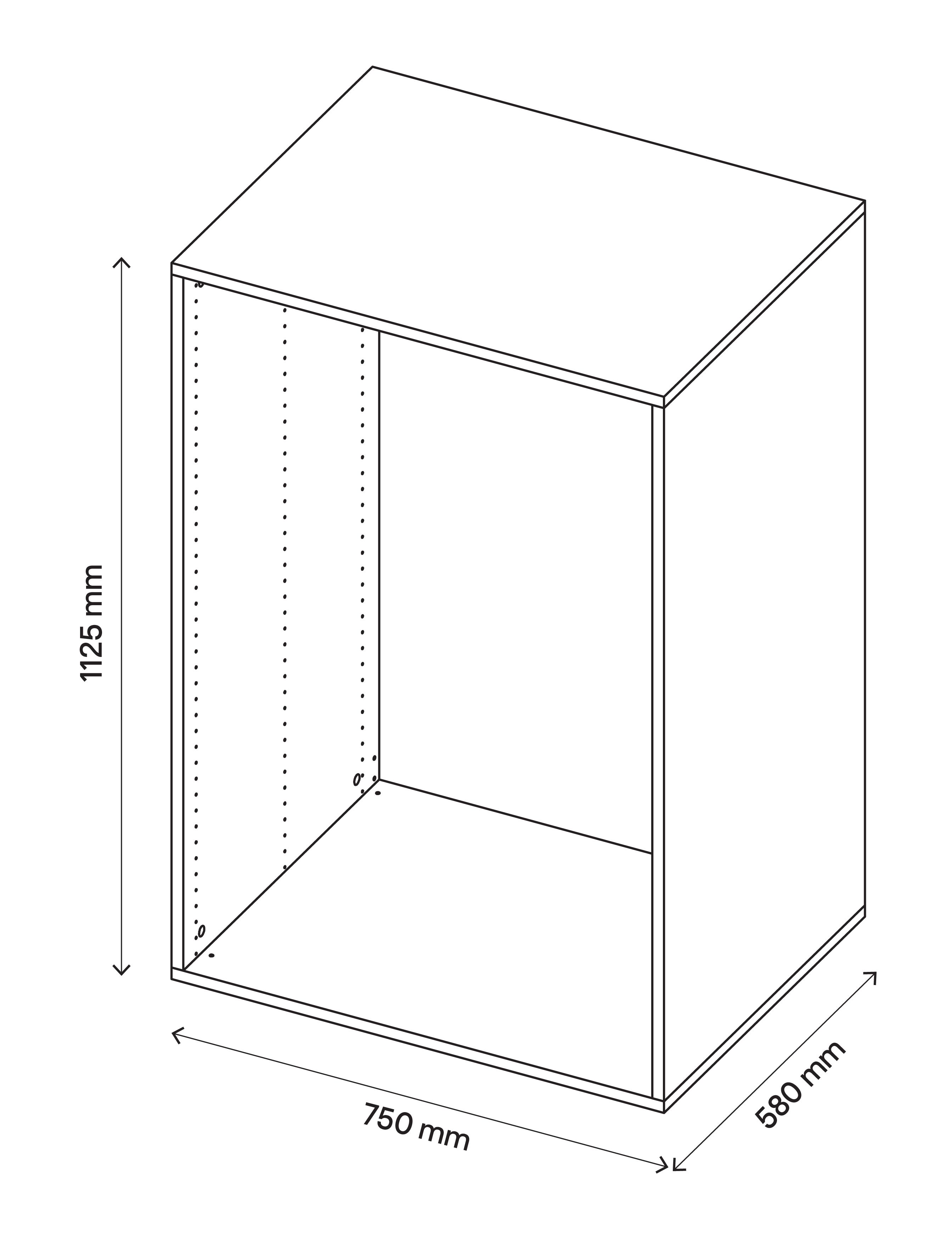 GoodHome Atomia Grey oak effect Modular furniture cabinet, (H)1125mm (W)750mm (D)580mm