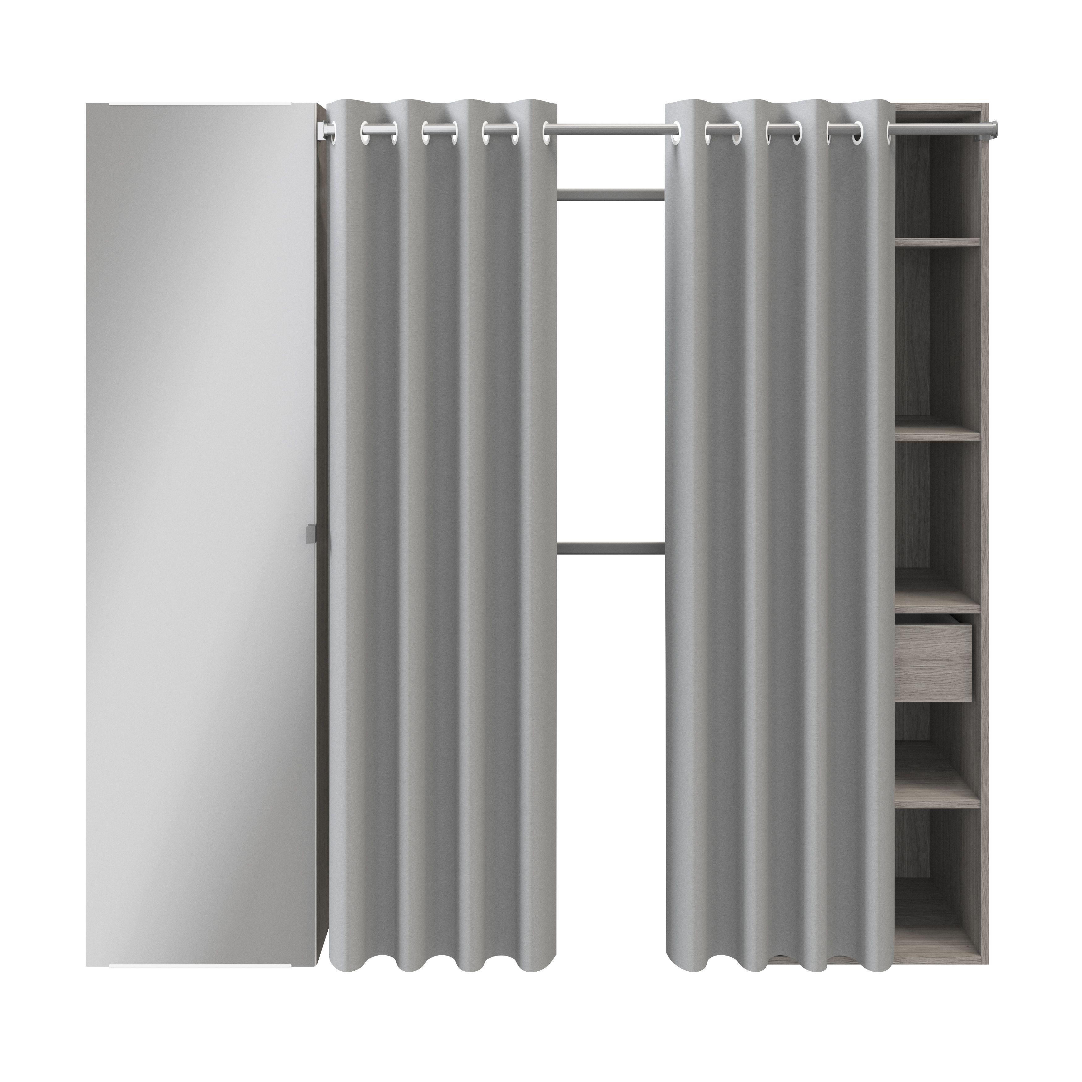 GoodHome Atomia Grey oak effect Modular furniture cabinet, (H)1875mm (W)500mm (D)450mm