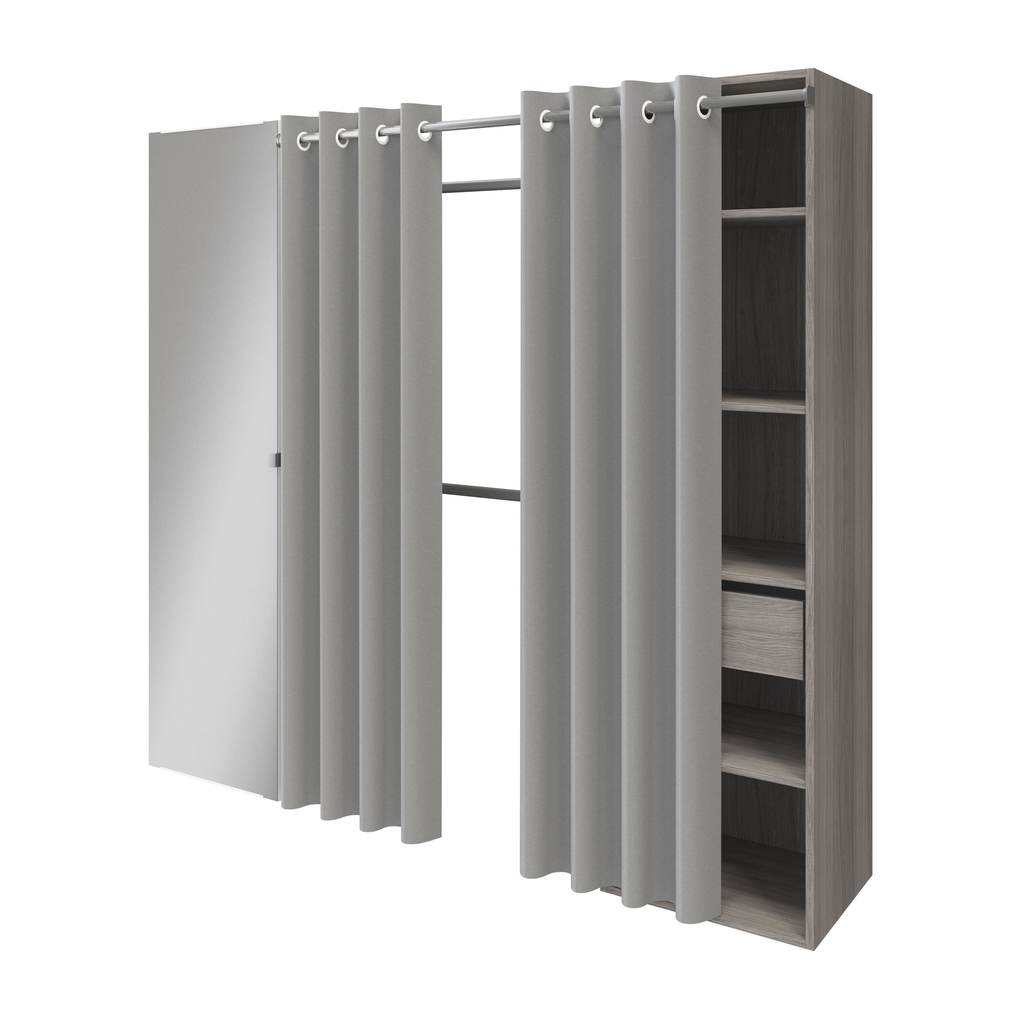 GoodHome Atomia Grey oak effect Modular furniture cabinet, (H)1875mm (W)500mm (D)450mm