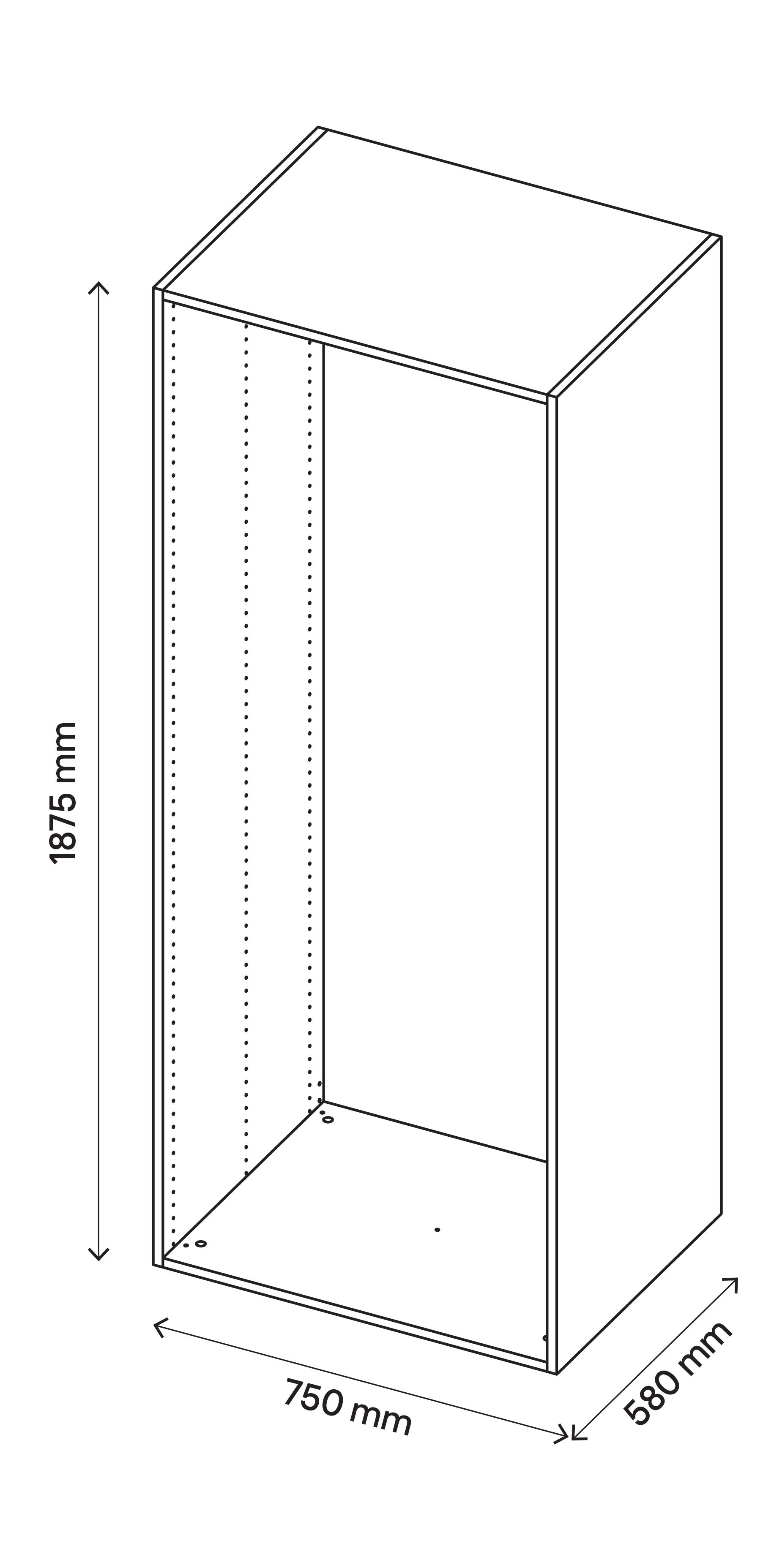 GoodHome Atomia Grey oak effect Modular furniture cabinet, (H)1875mm (W)750mm (D)580mm