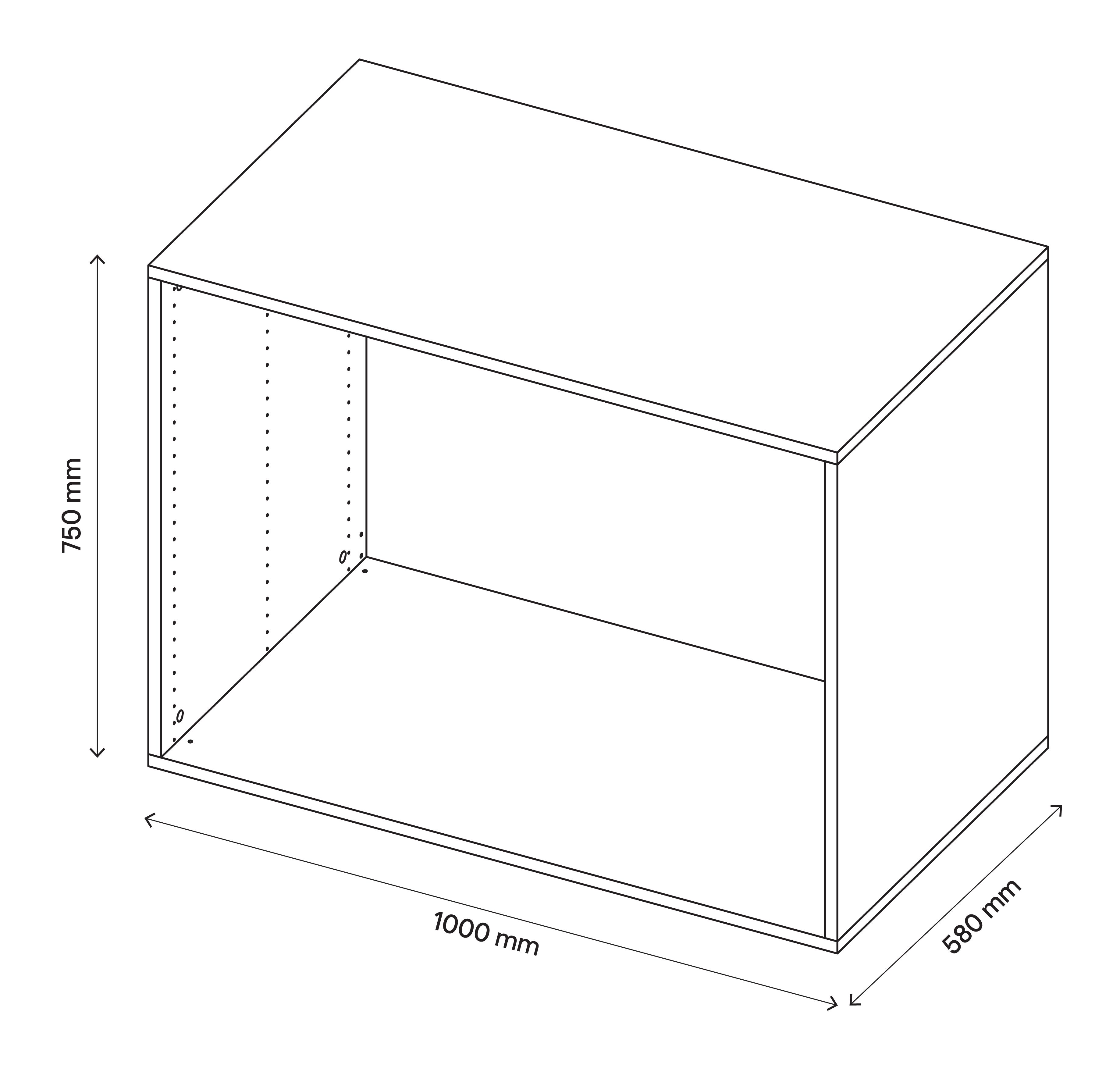 GoodHome Atomia Grey oak effect Modular furniture cabinet, (H)750mm (W)1000mm (D)580mm