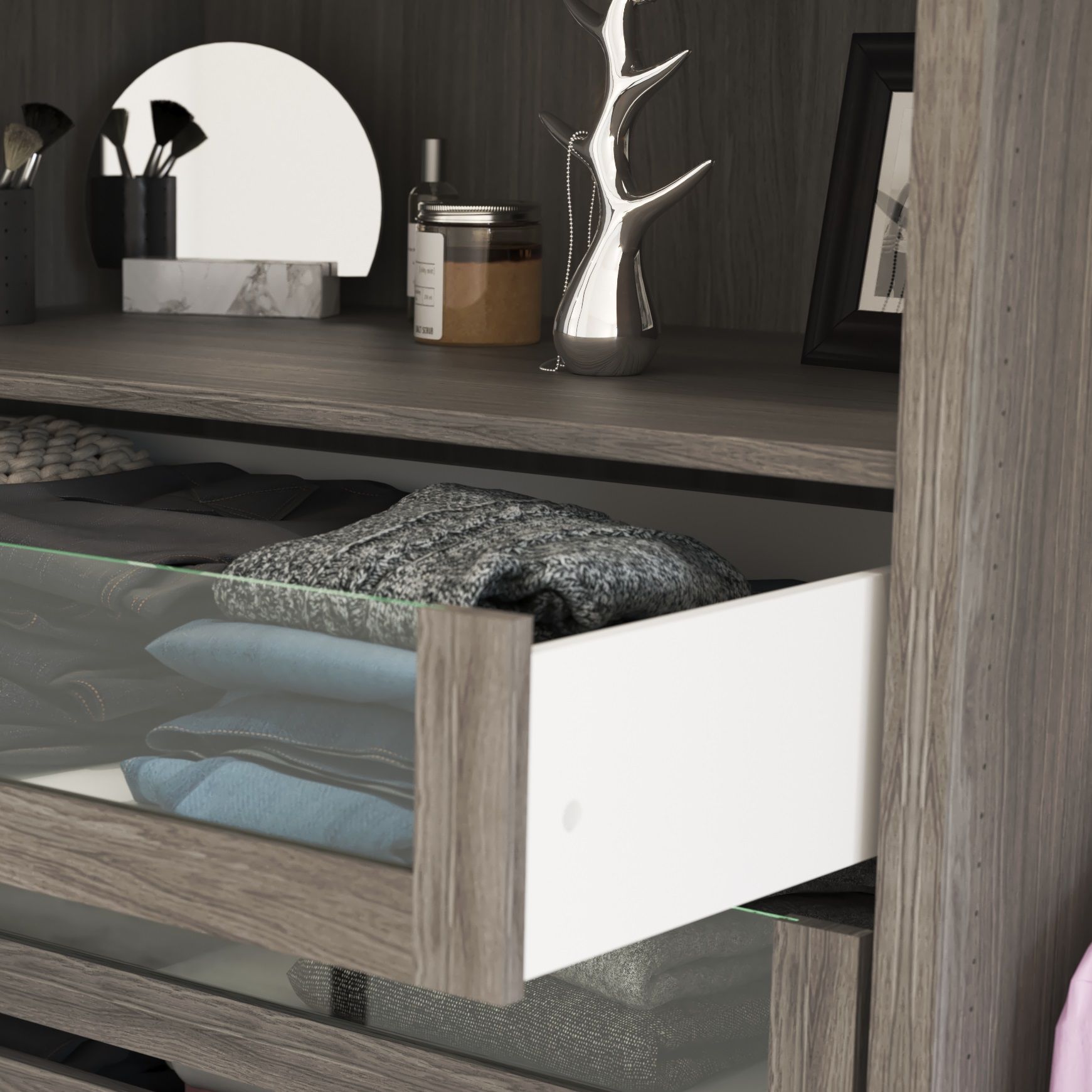 GoodHome Atomia Grey oak effect Shaker Internal Drawer (H)170mm (W)464mm (D)500mm