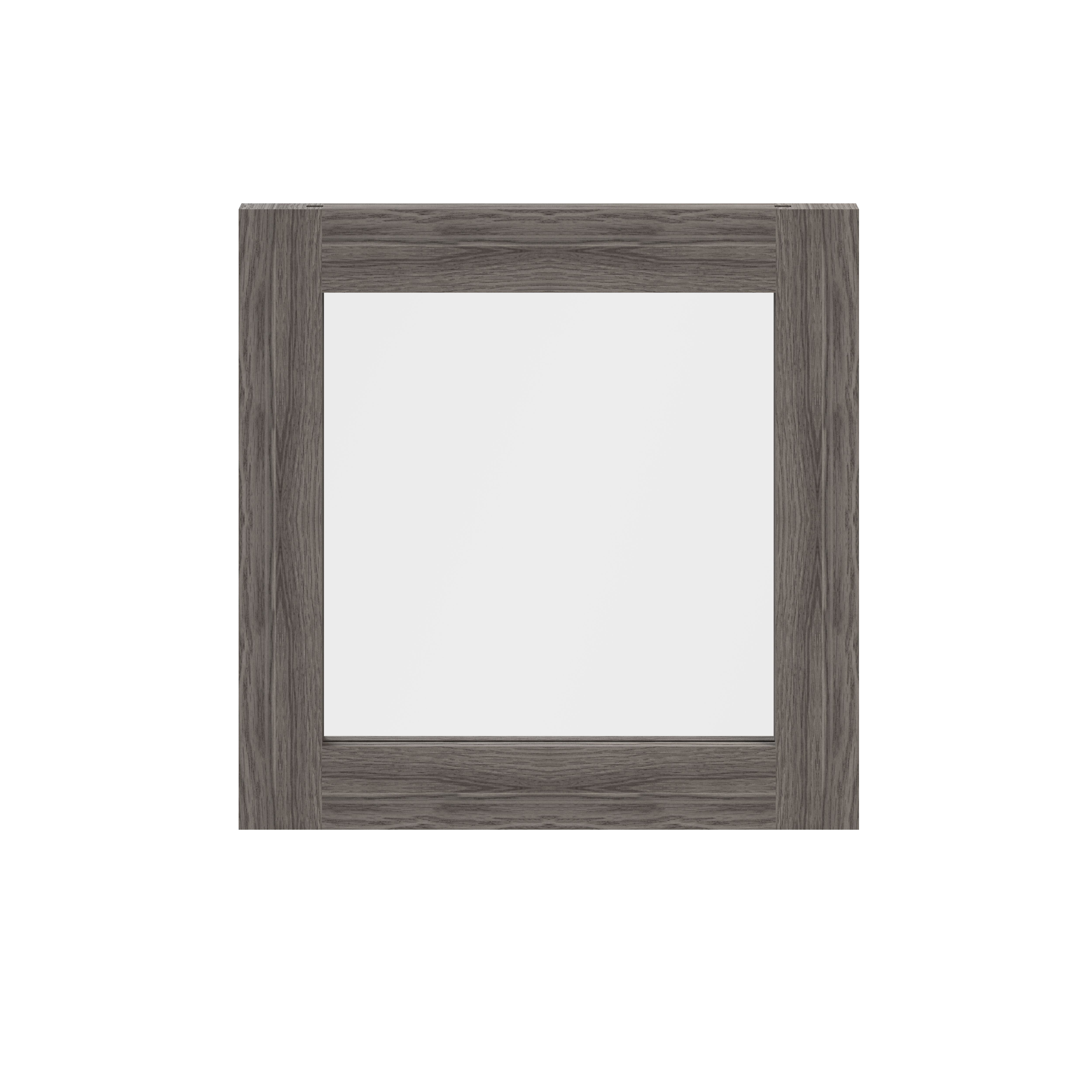 GoodHome Atomia Grey oak effect Transparent Modular furniture door, (H) 372mm (W) 372mm