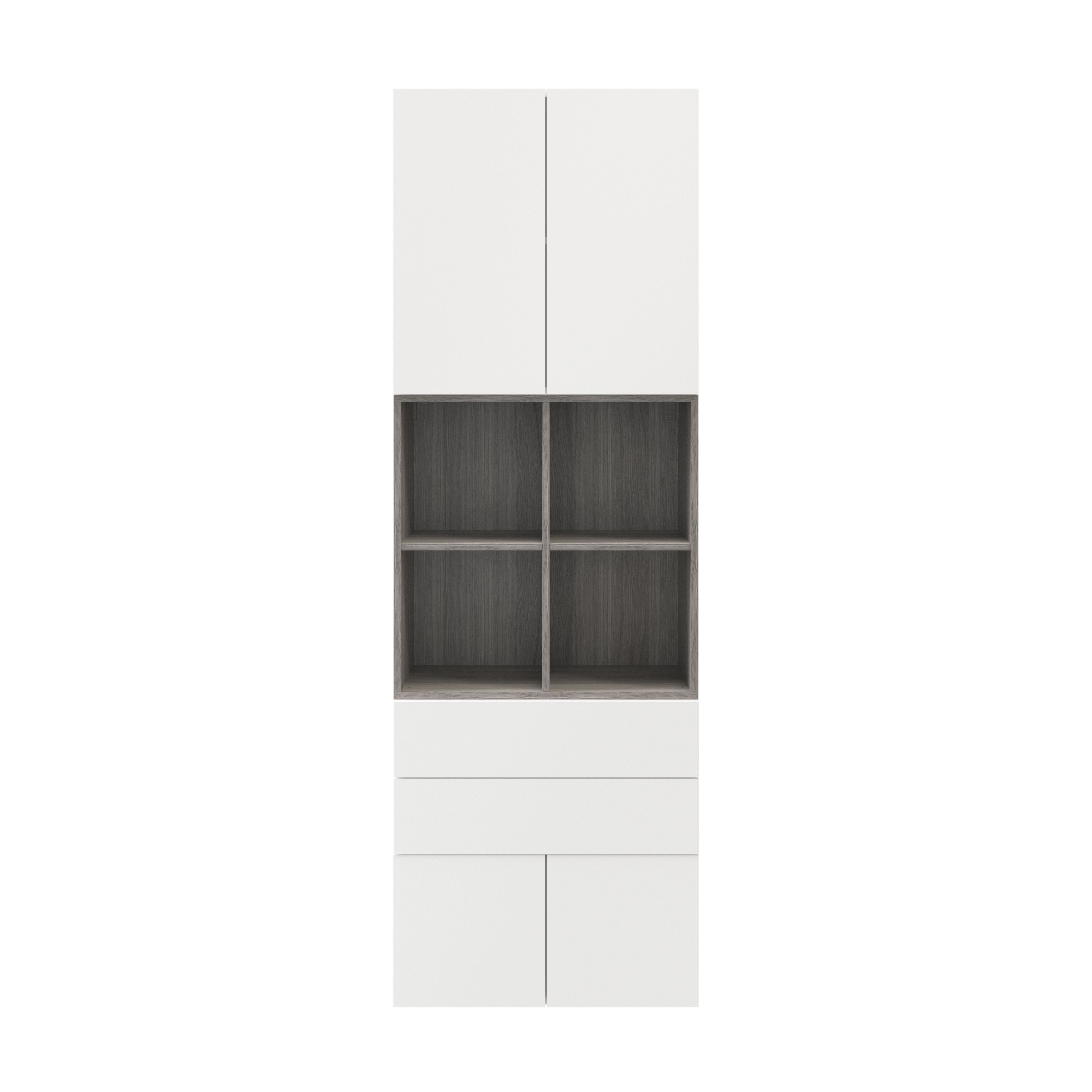 GoodHome Atomia Grey & white Oak effect Office & living storage (H)2250mm (W)750mm (D)370mm