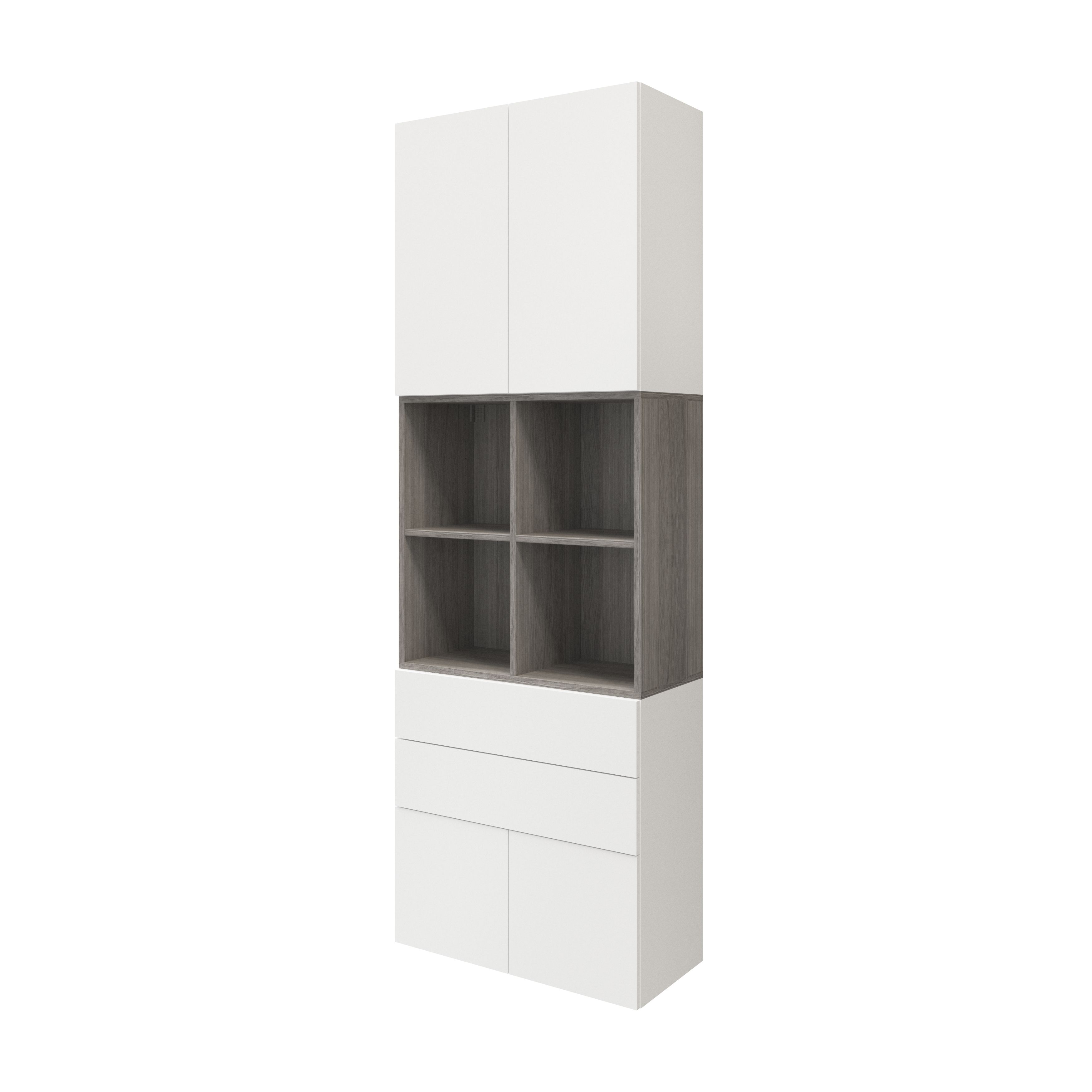 GoodHome Atomia Grey & white Oak effect Office & living storage (H)2250mm (W)750mm (D)370mm