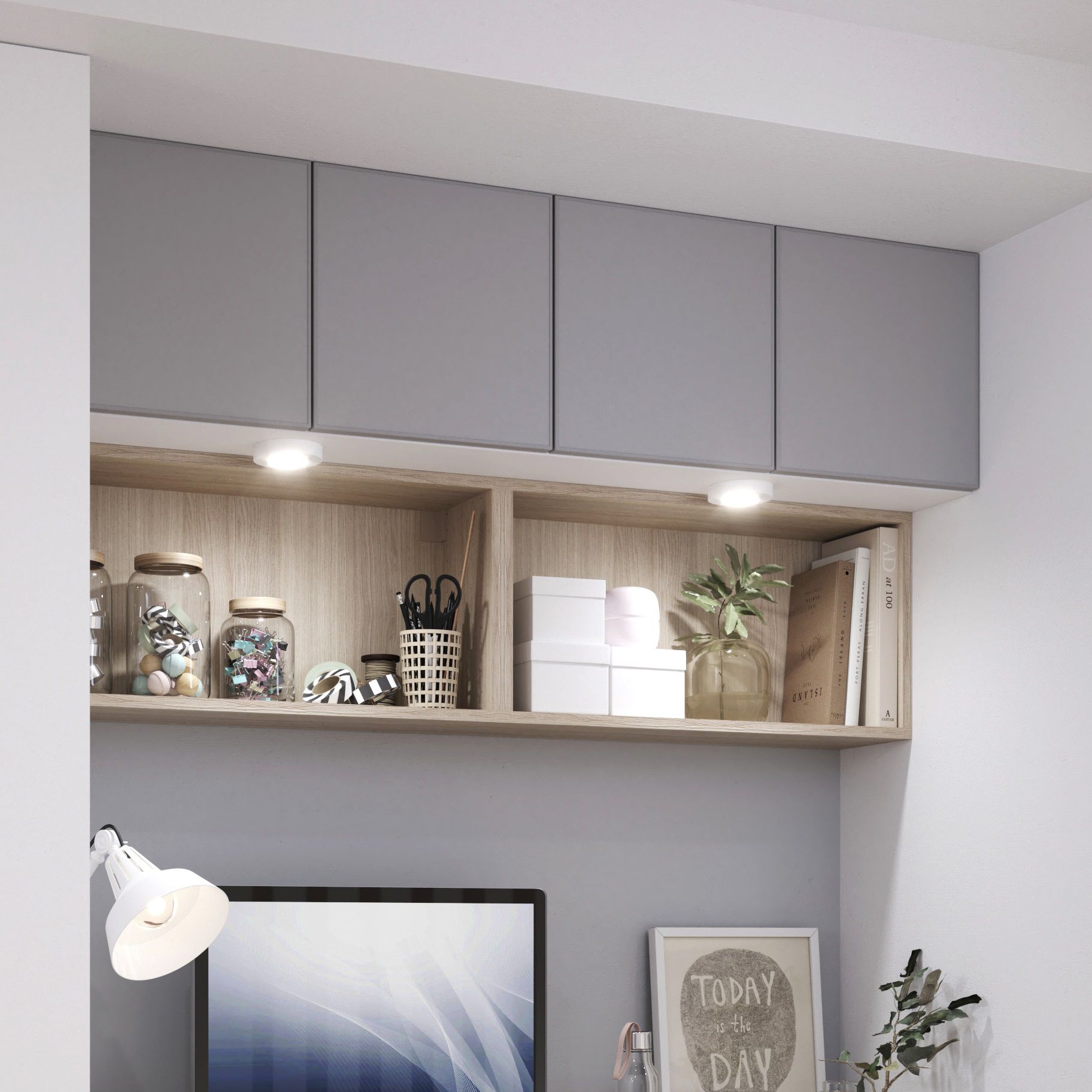 GoodHome Atomia Matt Anthracite Non-mirrored Modular furniture door, (H) 372mm (W) 372mm