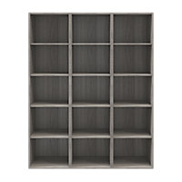 GoodHome Atomia Matt grey oak effect Freestanding 15 shelf Rectangular Bookcase, (H)1875mm (W)1500mm