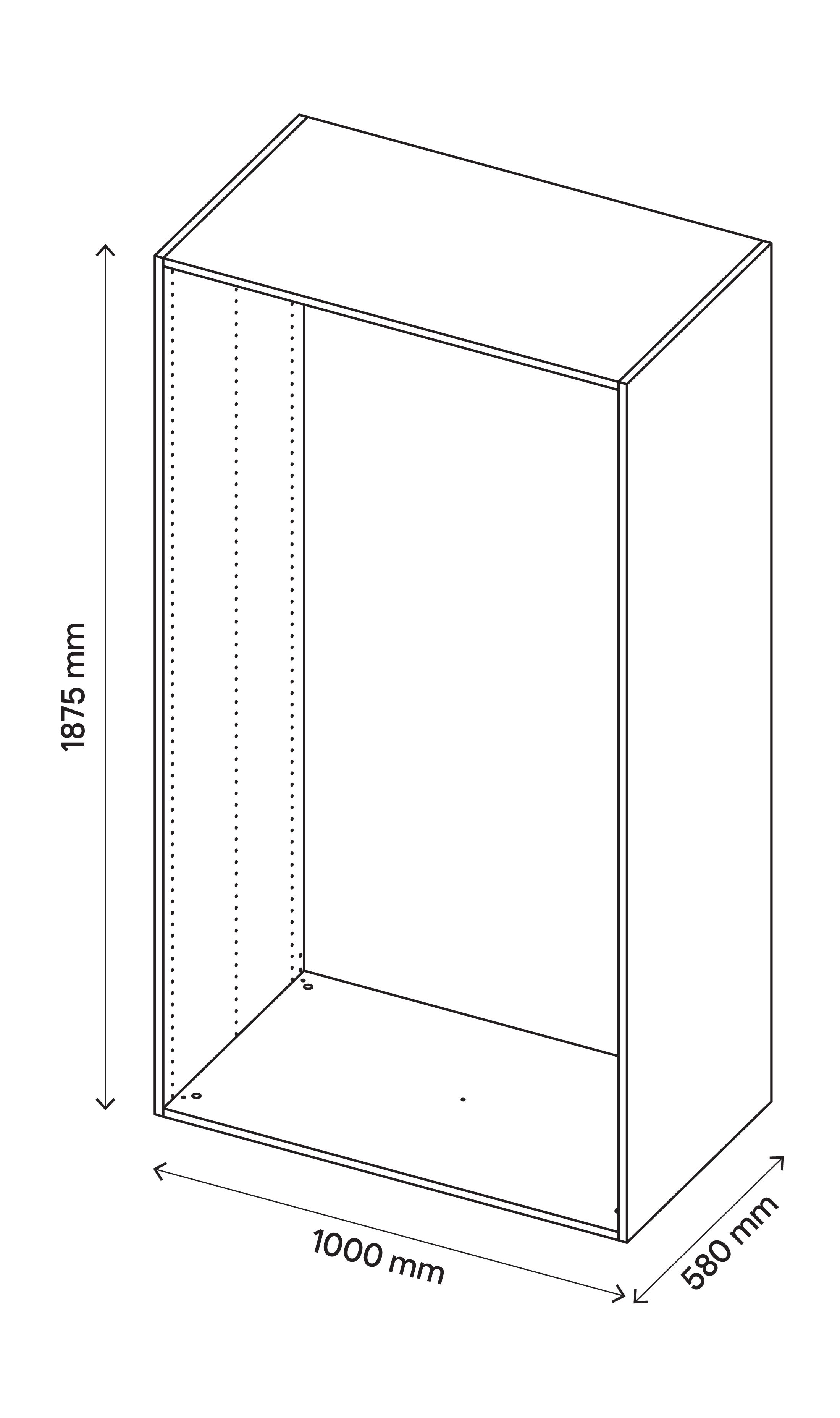 GoodHome Atomia Matt Grey oak effect Modular furniture cabinet, (H)1875mm (W)1000mm (D)580mm