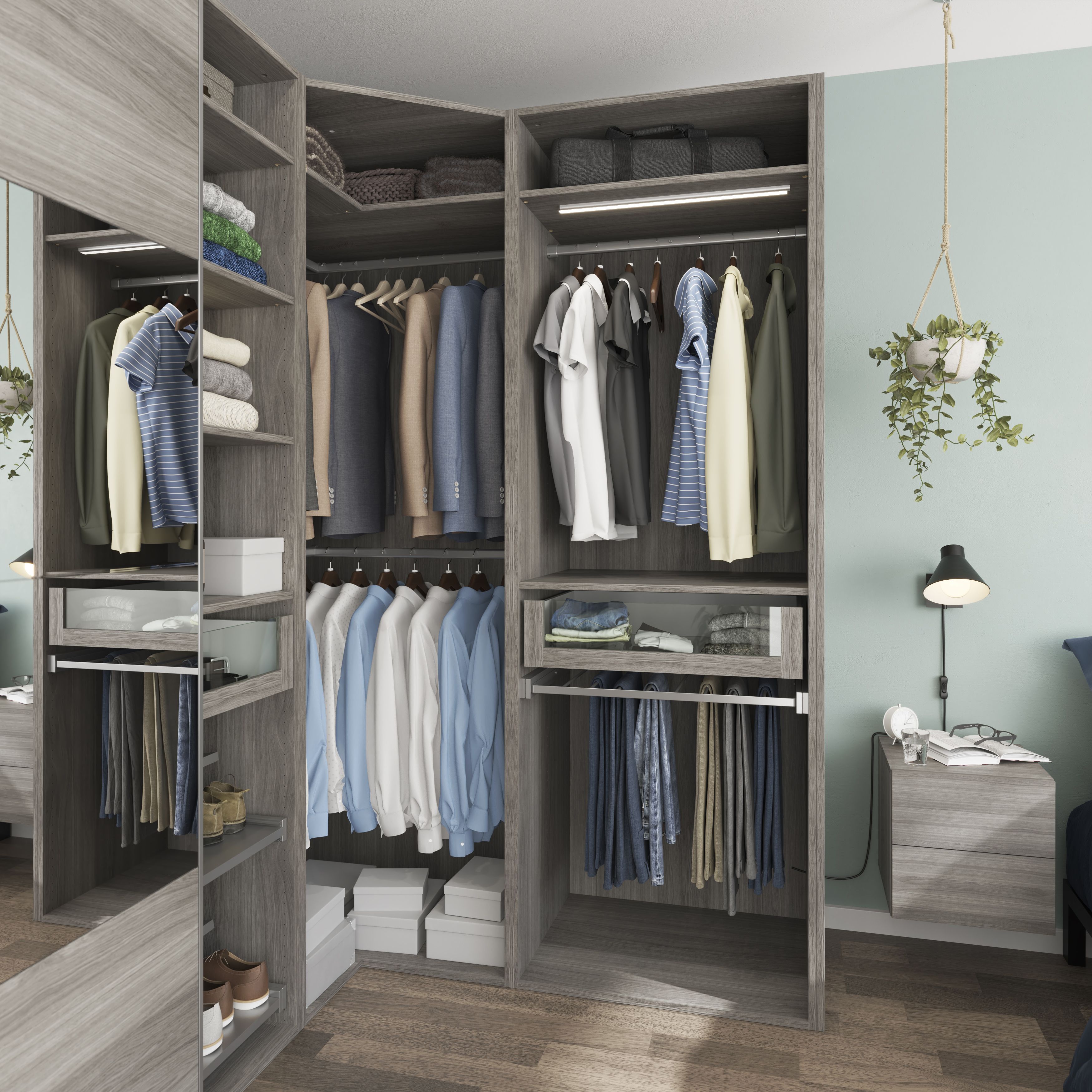 GoodHome Atomia Matt Grey oak effect Modular furniture cabinet, (H)2250mm (W)750mm (D)580mm