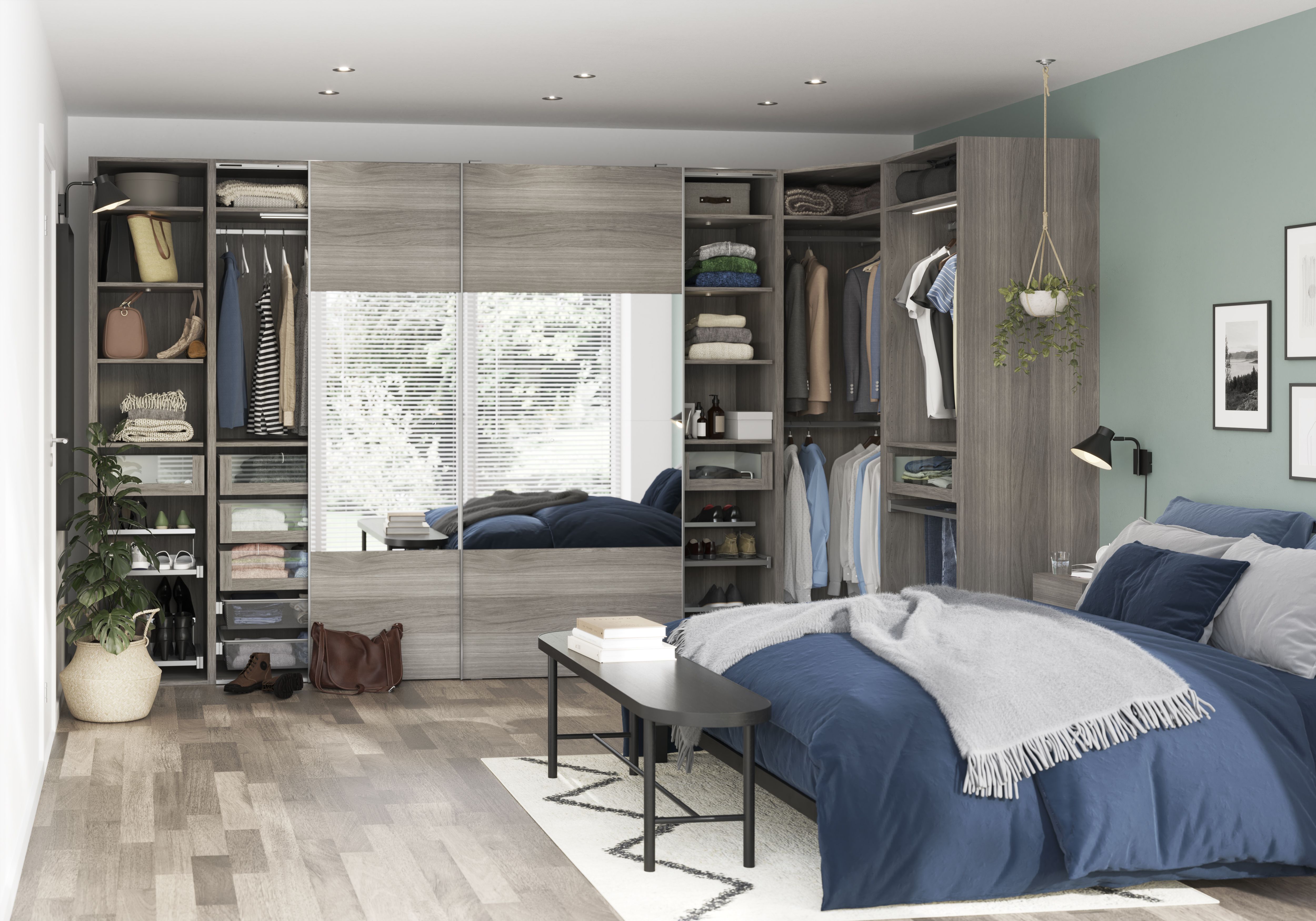 GoodHome Atomia Matt Grey oak effect Modular furniture cabinet, (H)2250mm (W)750mm (D)580mm