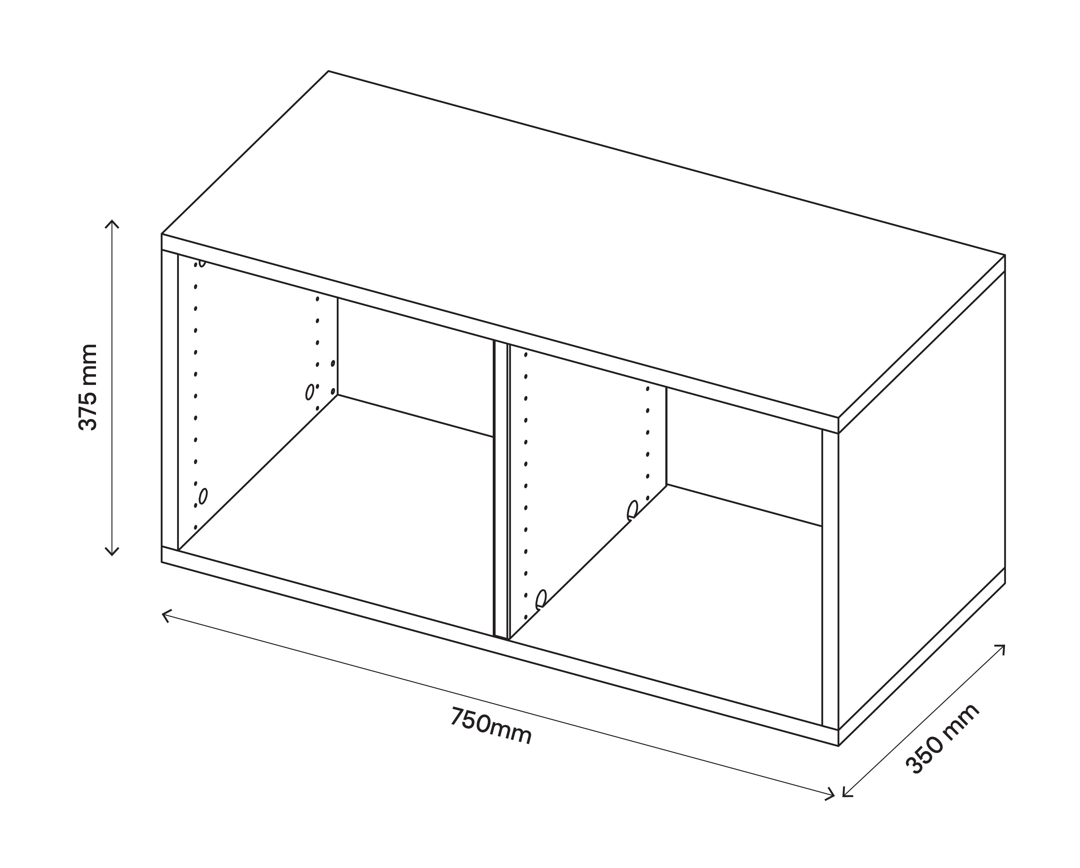 GoodHome Atomia Matt Grey oak effect Modular furniture cabinet, (H)375mm (W)750mm (D)350mm