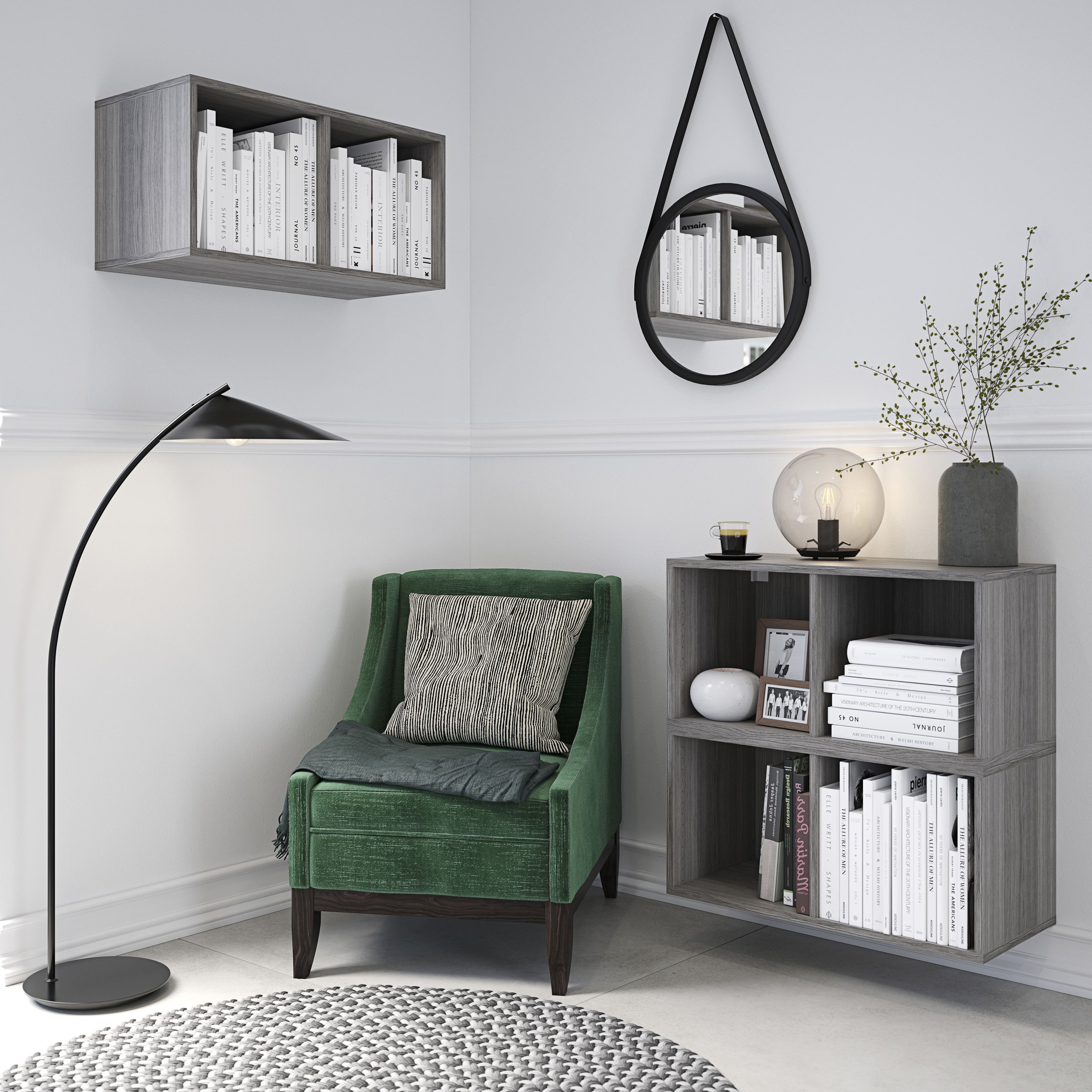 GoodHome Atomia Matt Grey oak effect Modular furniture cabinet, (H)375mm (W)750mm (D)350mm