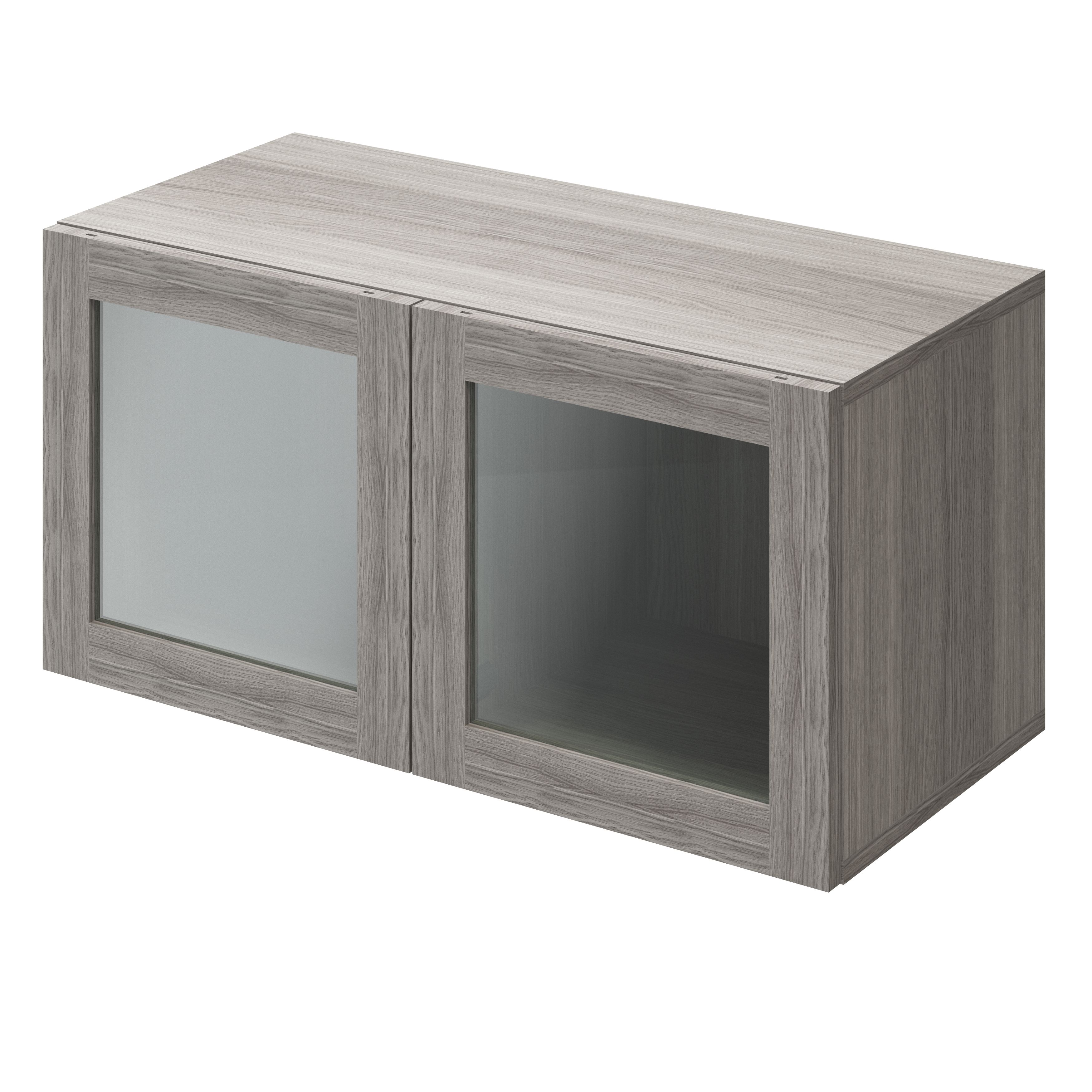 GoodHome Atomia Matt Grey oak effect Modular furniture cabinet, (H)375mm (W)750mm (D)350mm