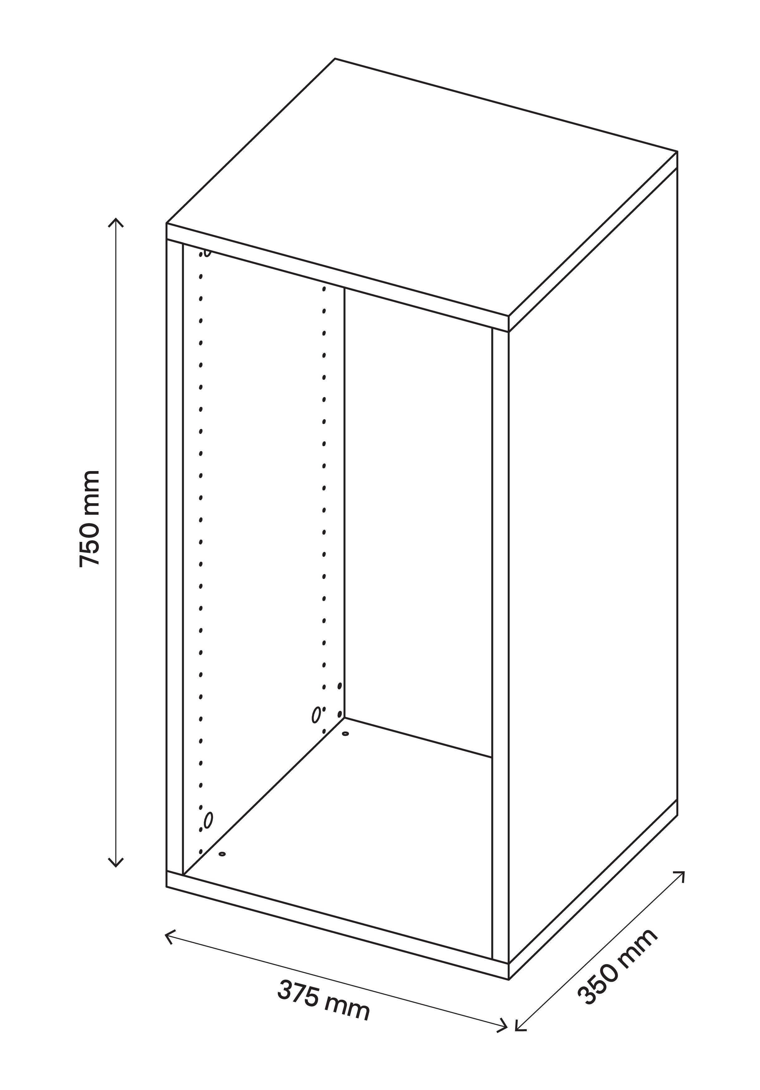 GoodHome Atomia Matt Grey oak effect Modular furniture cabinet, (H)750mm (W)375mm (D)350mm