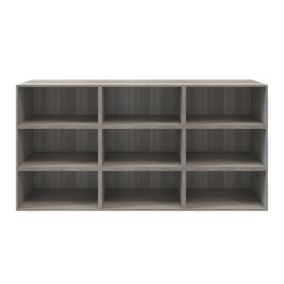 GoodHome Atomia Matt grey oak effect Wall-mounted 9 shelf Rectangular Bookcase, (H)1125mm (W)2250mm