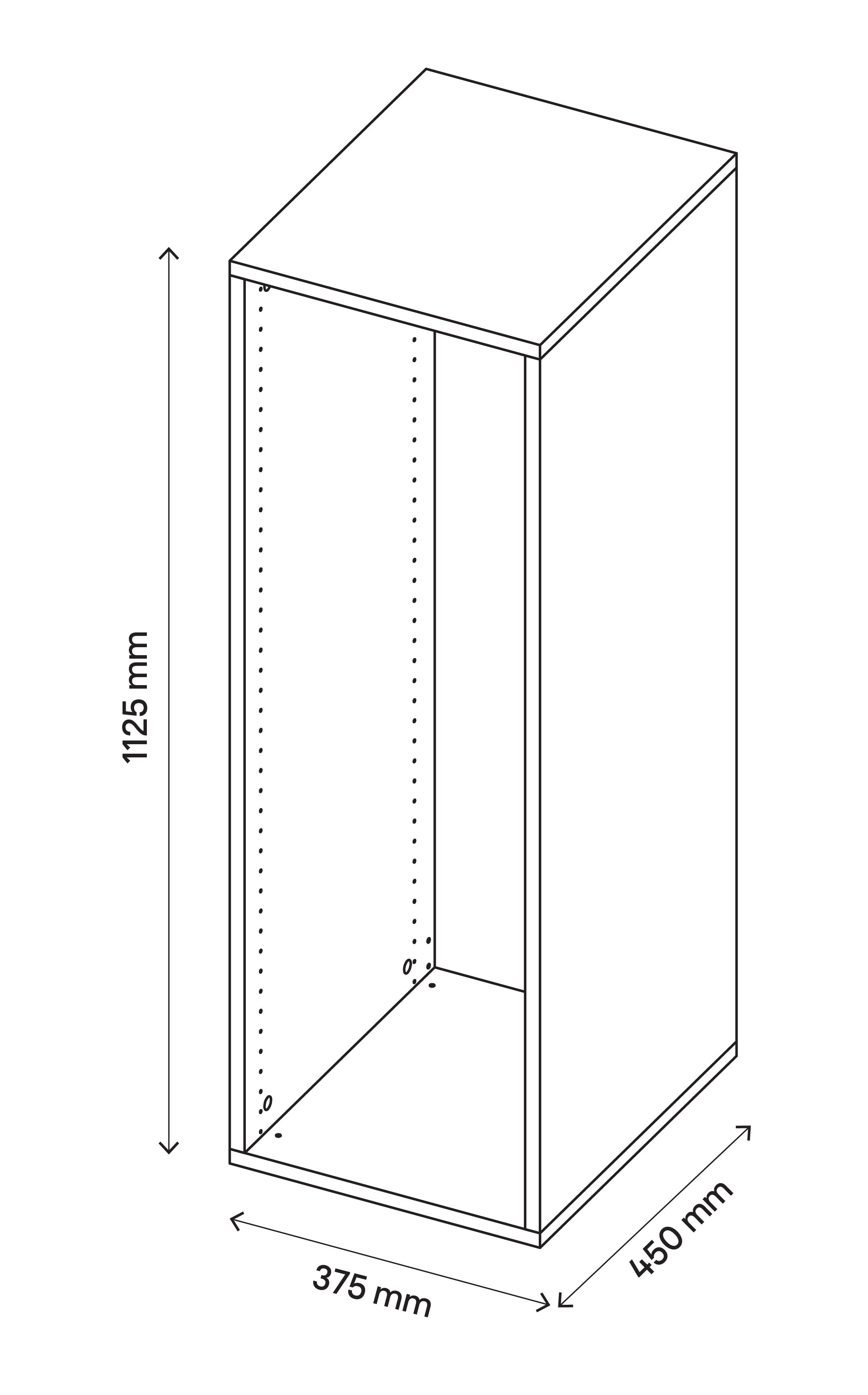 GoodHome Atomia Matt Oak effect Modular furniture cabinet, (H)1125mm (W)375mm (D)450mm