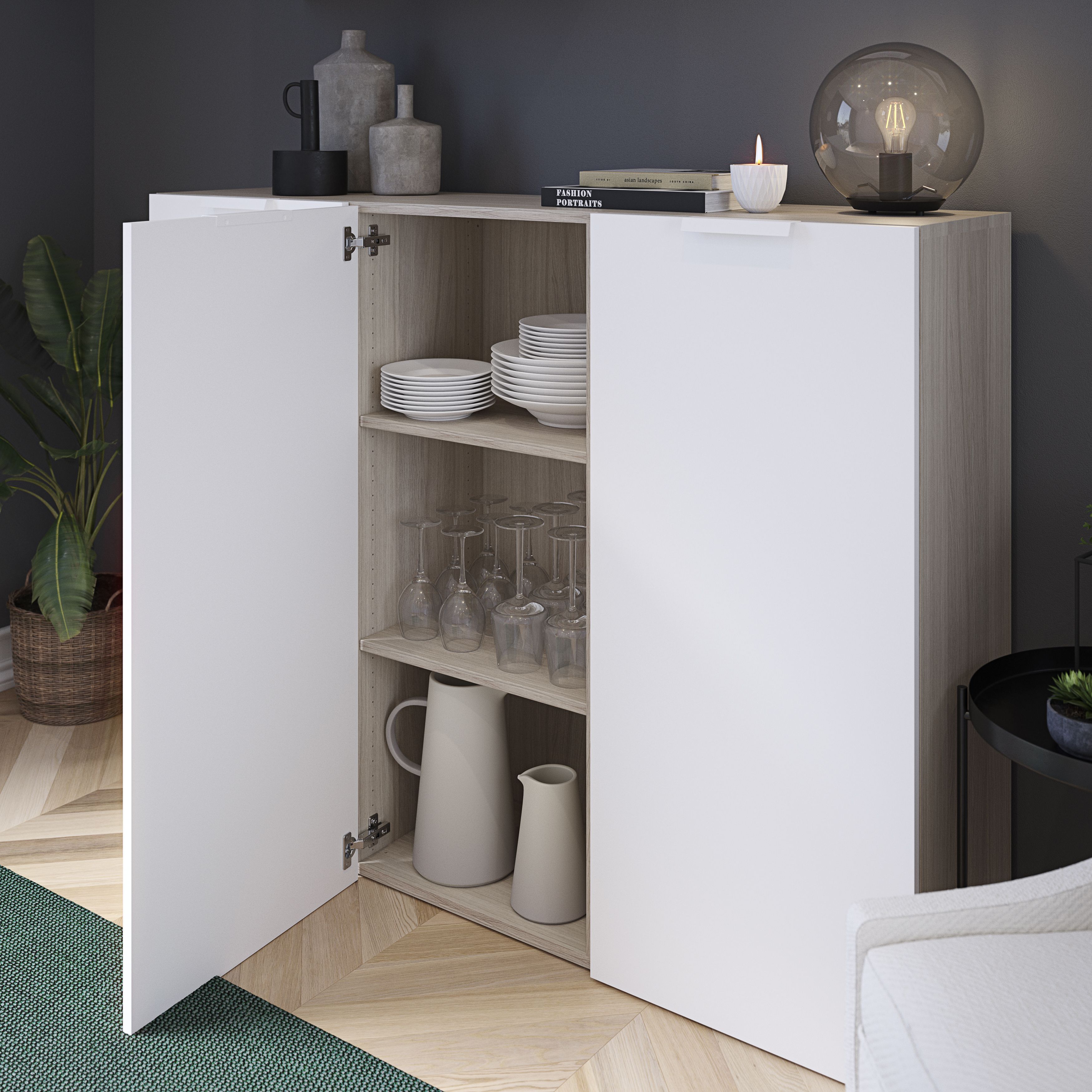 GoodHome Atomia Matt Oak effect Modular furniture cabinet, (H)1125mm (W)500mm (D)350mm