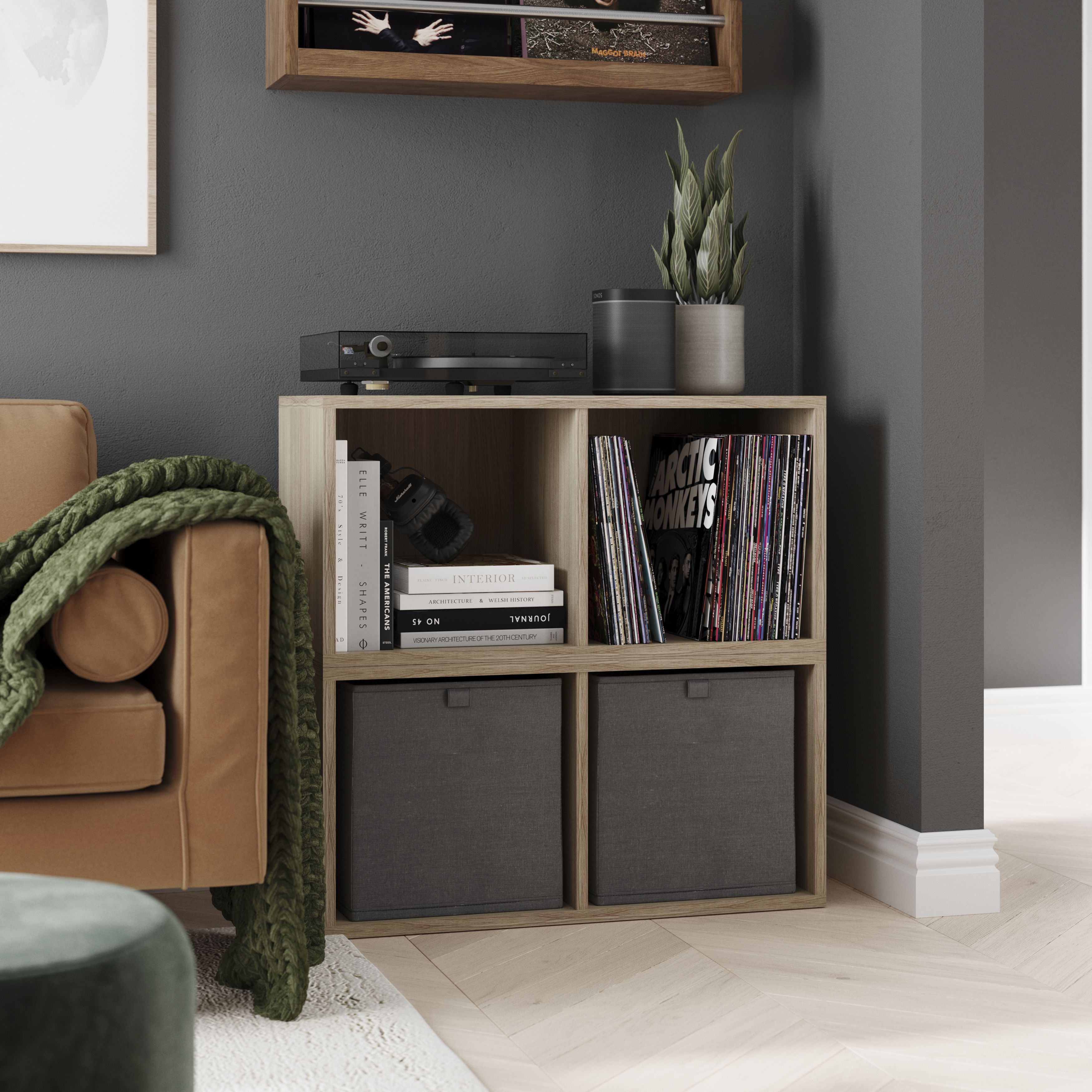 GoodHome Atomia Matt Oak effect Modular furniture cabinet, (H)375mm (W)750mm (D)350mm