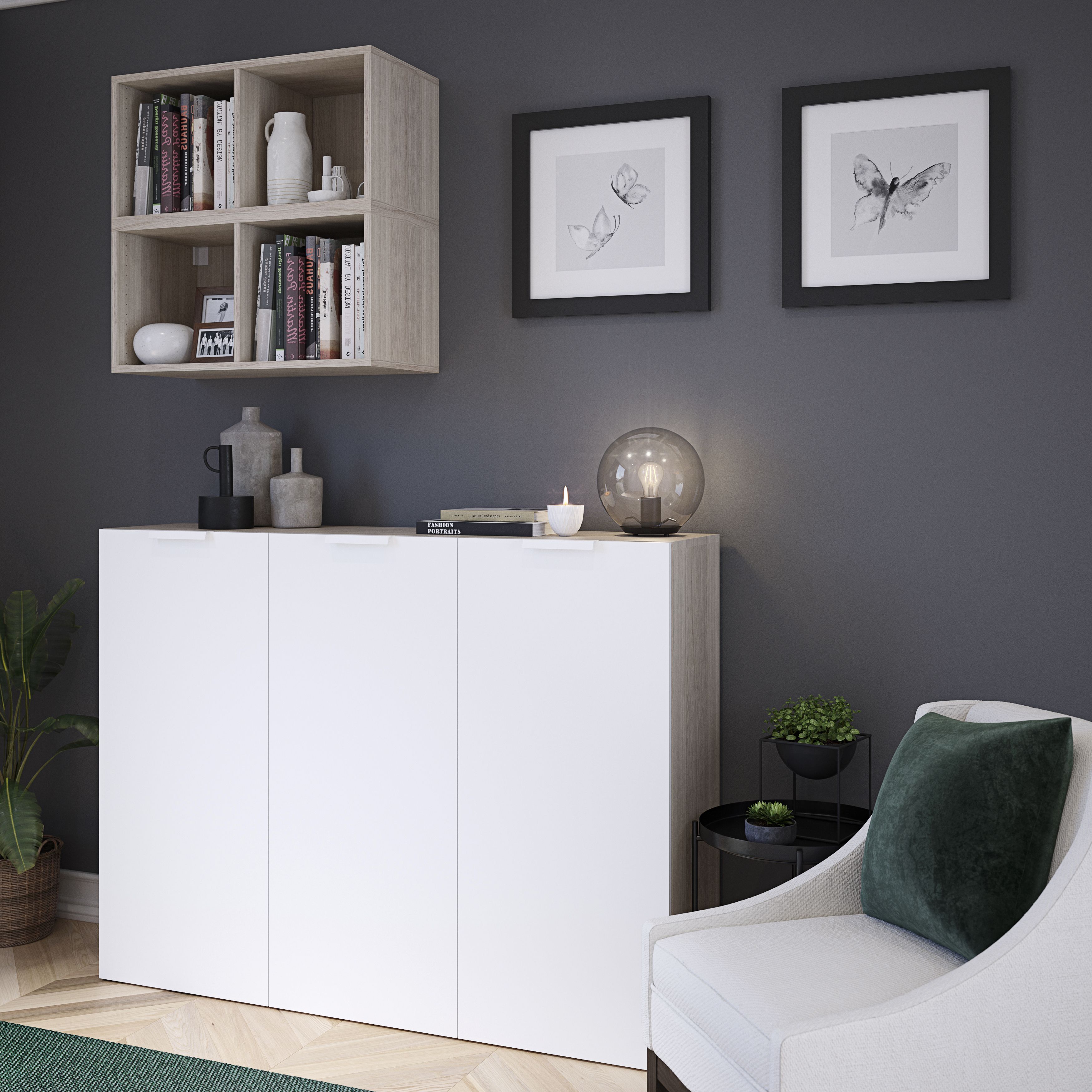 GoodHome Atomia Matt Oak effect Modular furniture cabinet, (H)375mm (W)750mm (D)350mm